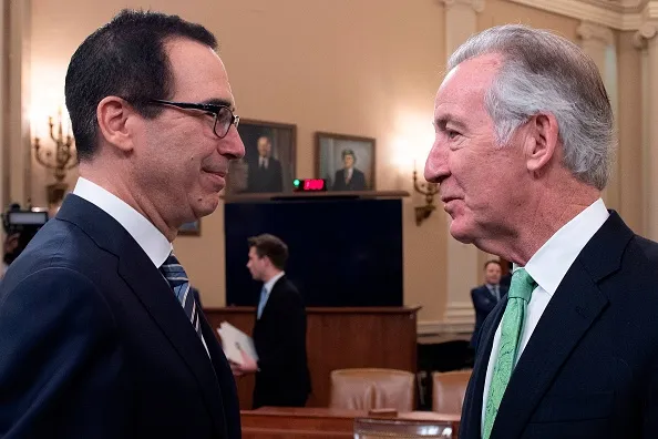 Treasury Secretary Steven Mnuchin and Representative Richard Neal.&nbsp;
