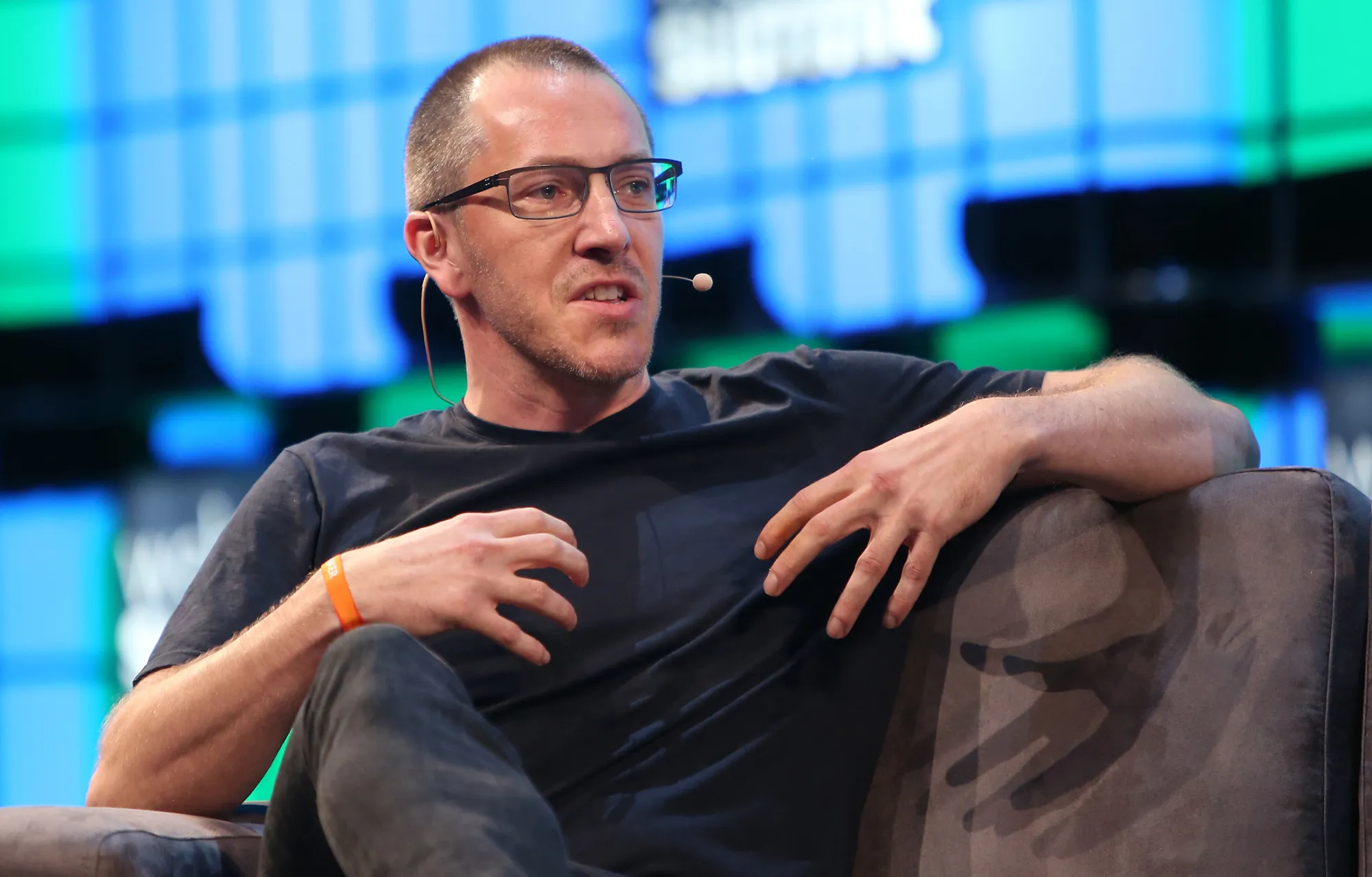 Fred Destin speaks during the Web Summit in Lisbon.
