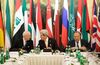 United Nations and Arab League Envoy to Syria Staffan de Mistura, left, US Secretary of State John Kerry, center, and Russian Foreign Minister Sergey Lavrov chat before the meeting of the third round of Syria Talks.
