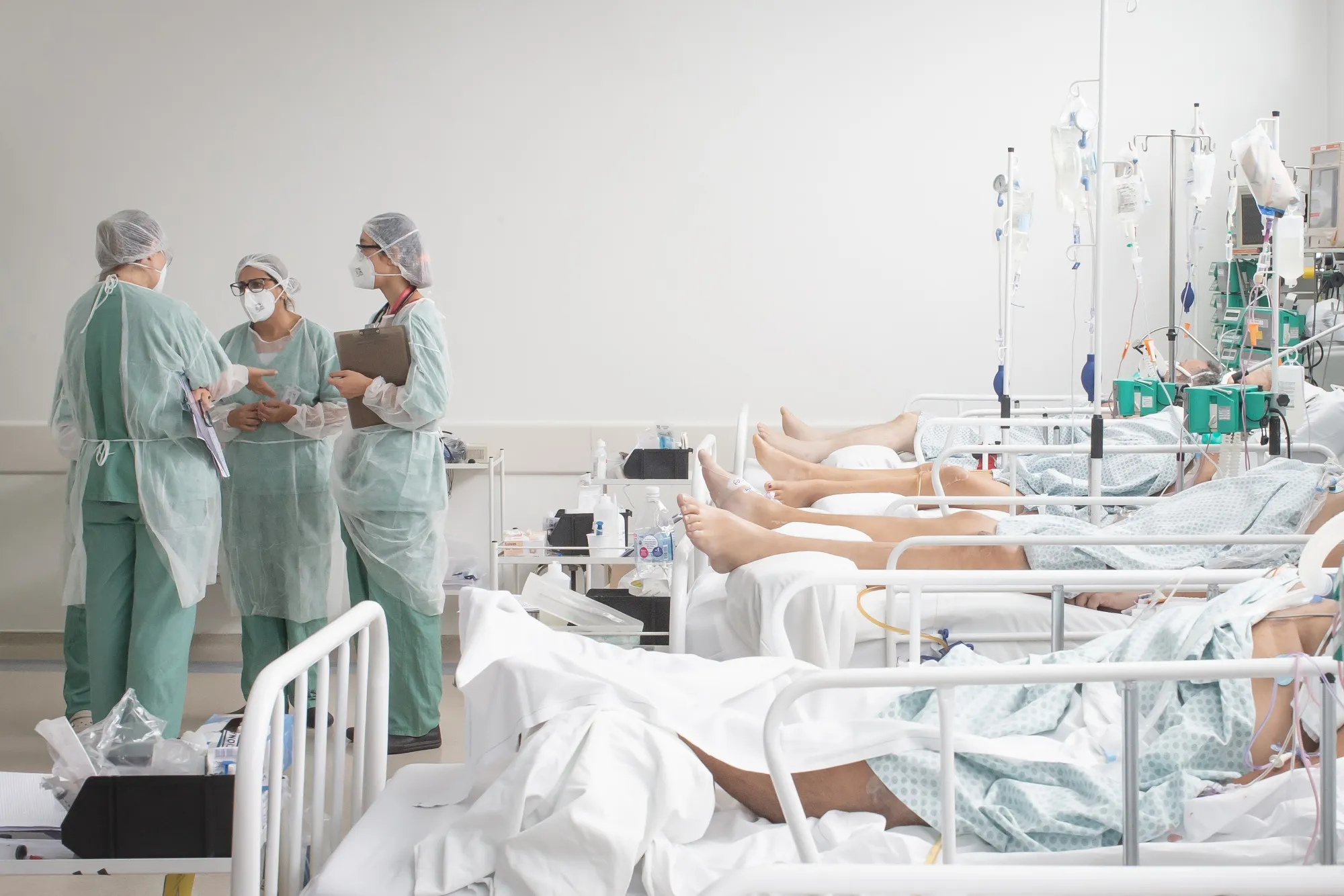 A Covid-19 ICU at a field hospital in the Heliopolis favela of Sao Paulo, Brazil, on March 19.