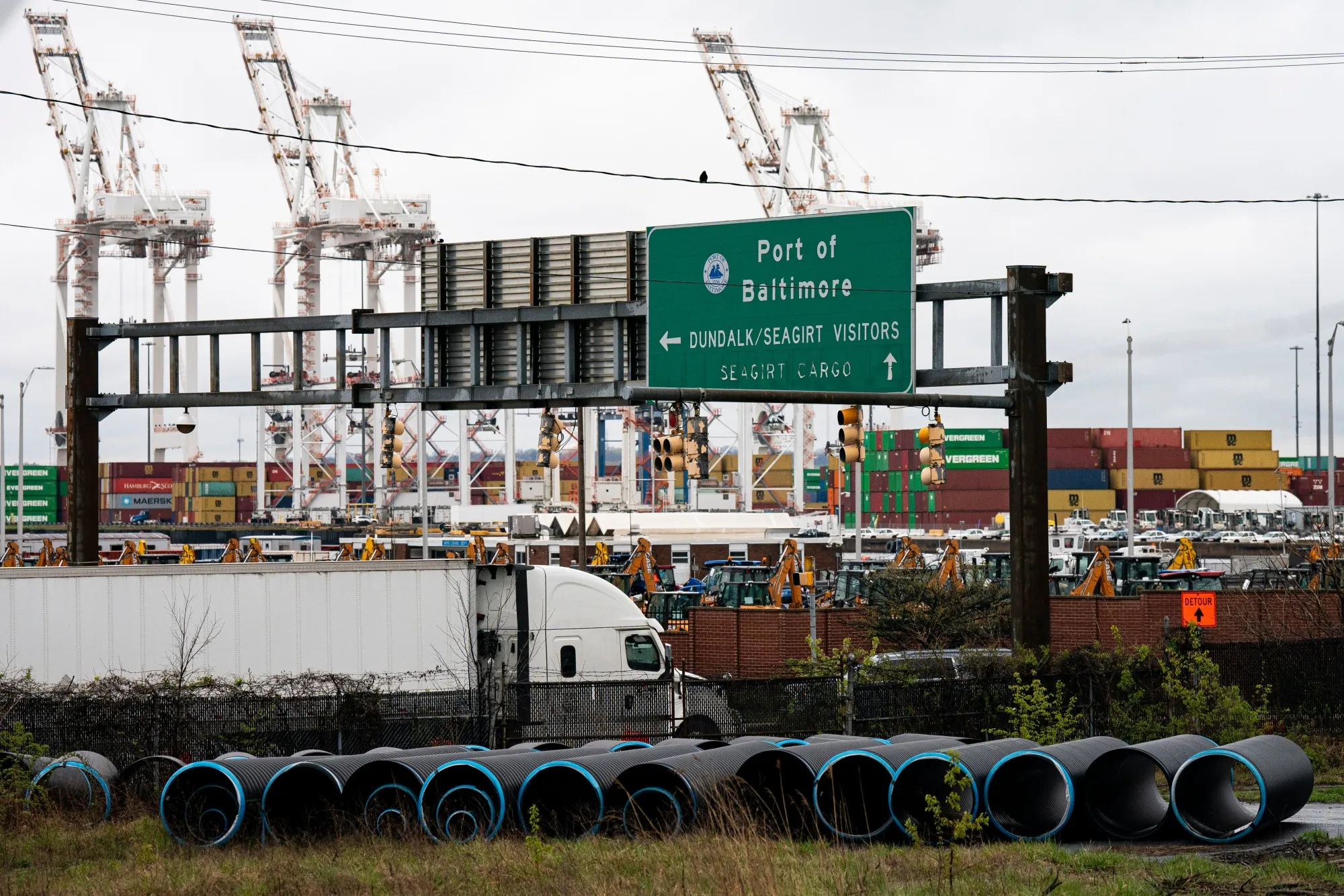 A tractor-trailer truck near the Port of Baltimore in Maryland.