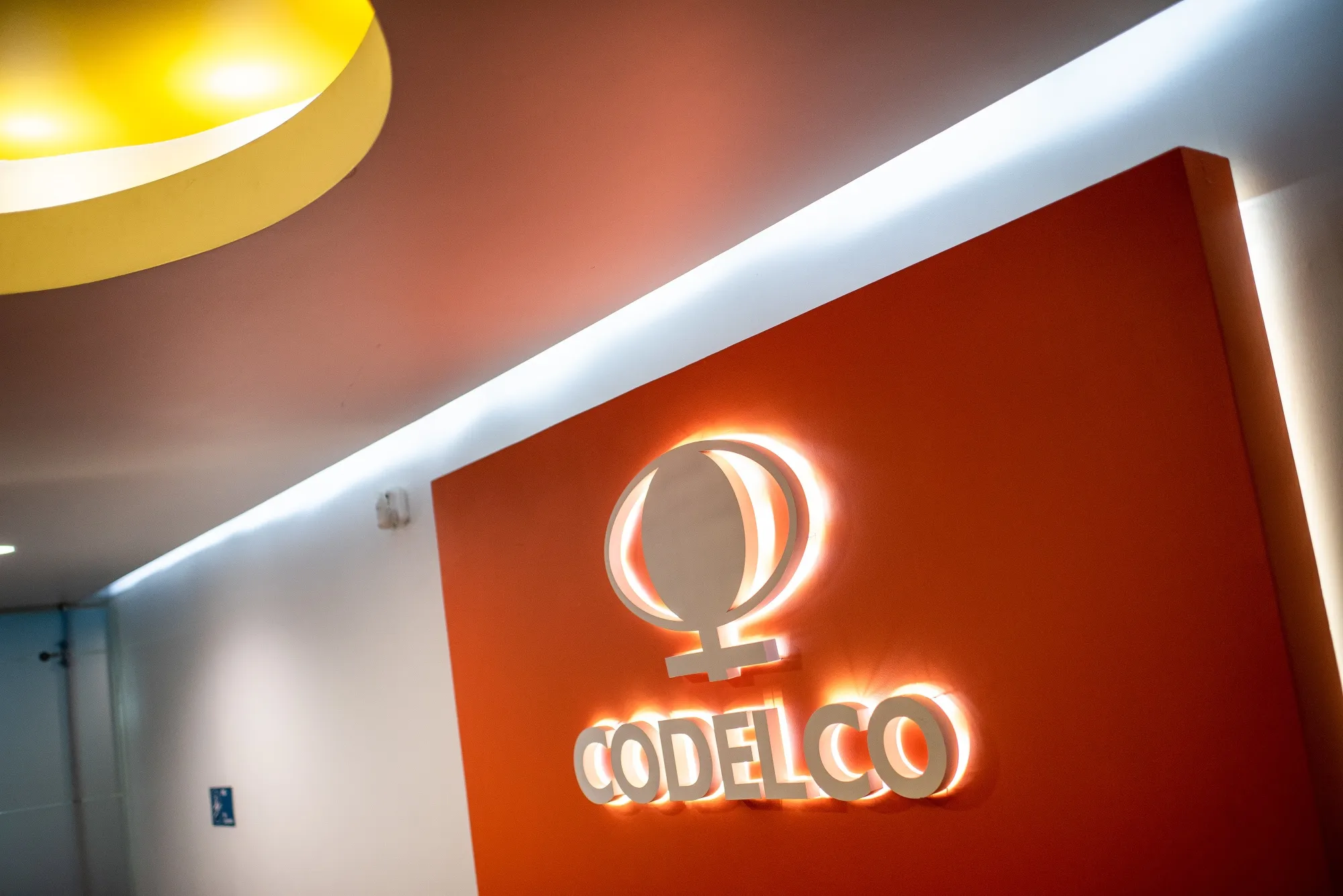The Codelco sign at the headquarters in Santiago, Chile.