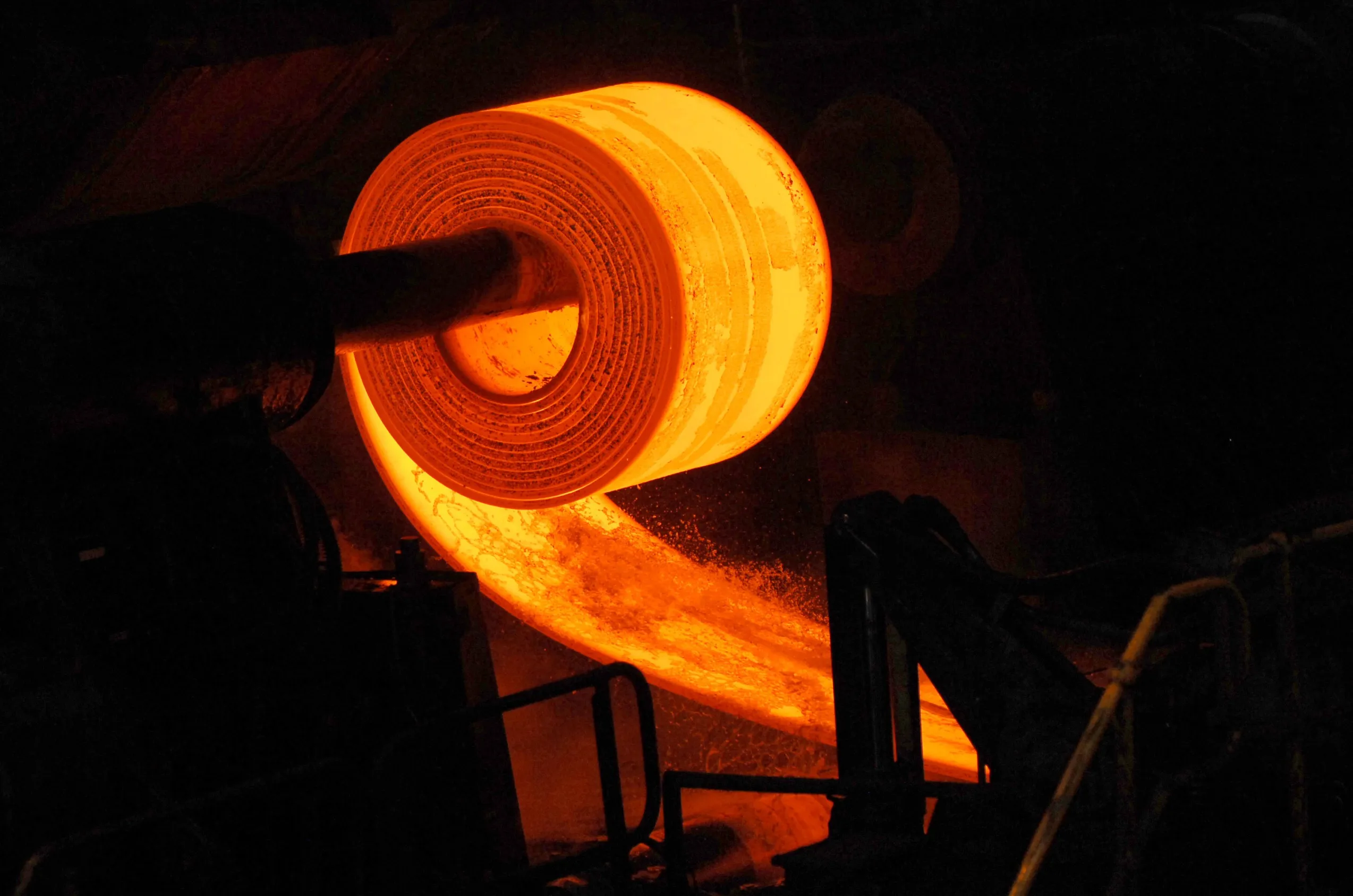 Hot roll coils are formed during the manufacturing of steel at BlueScope Steel Ltd.'s Port Kembla Steelworks, in Port Kembla, outside Sydney, Australia.