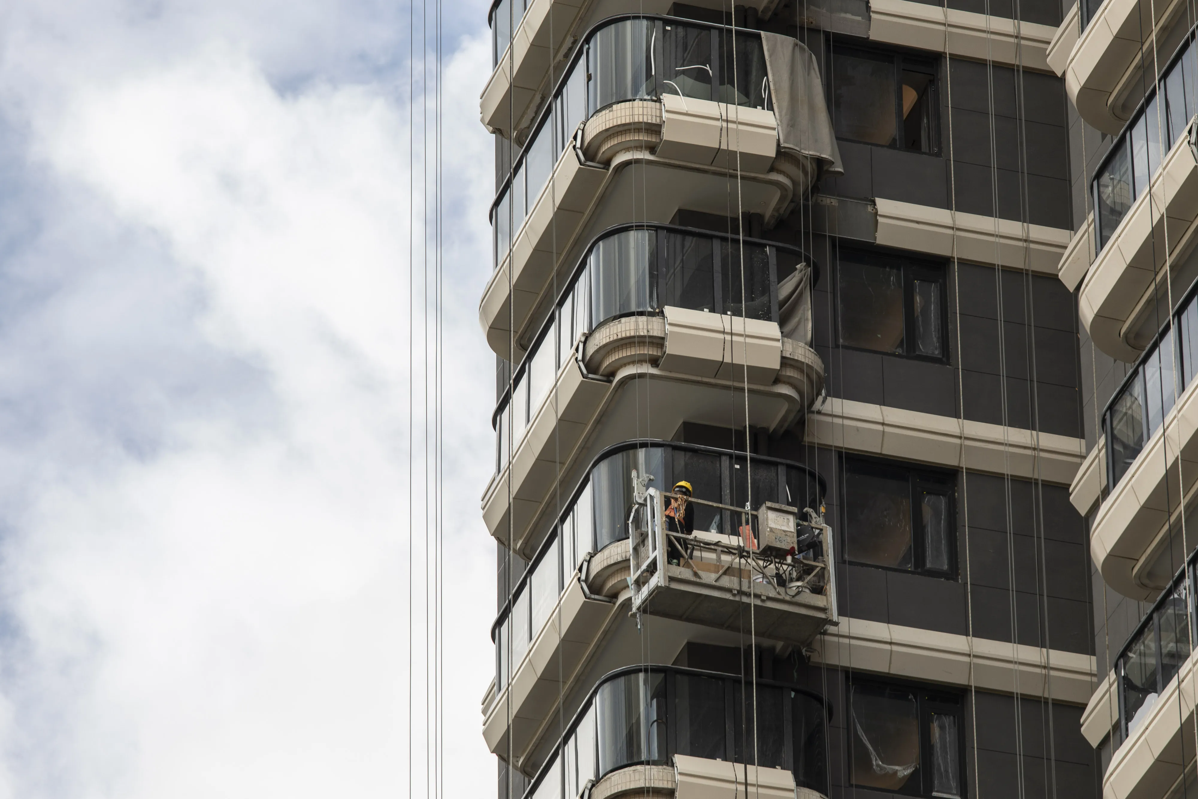 A worker at a&nbsp;residential development by Fantasia Holdings Group Co. in Shanghai, China, in 2021.
