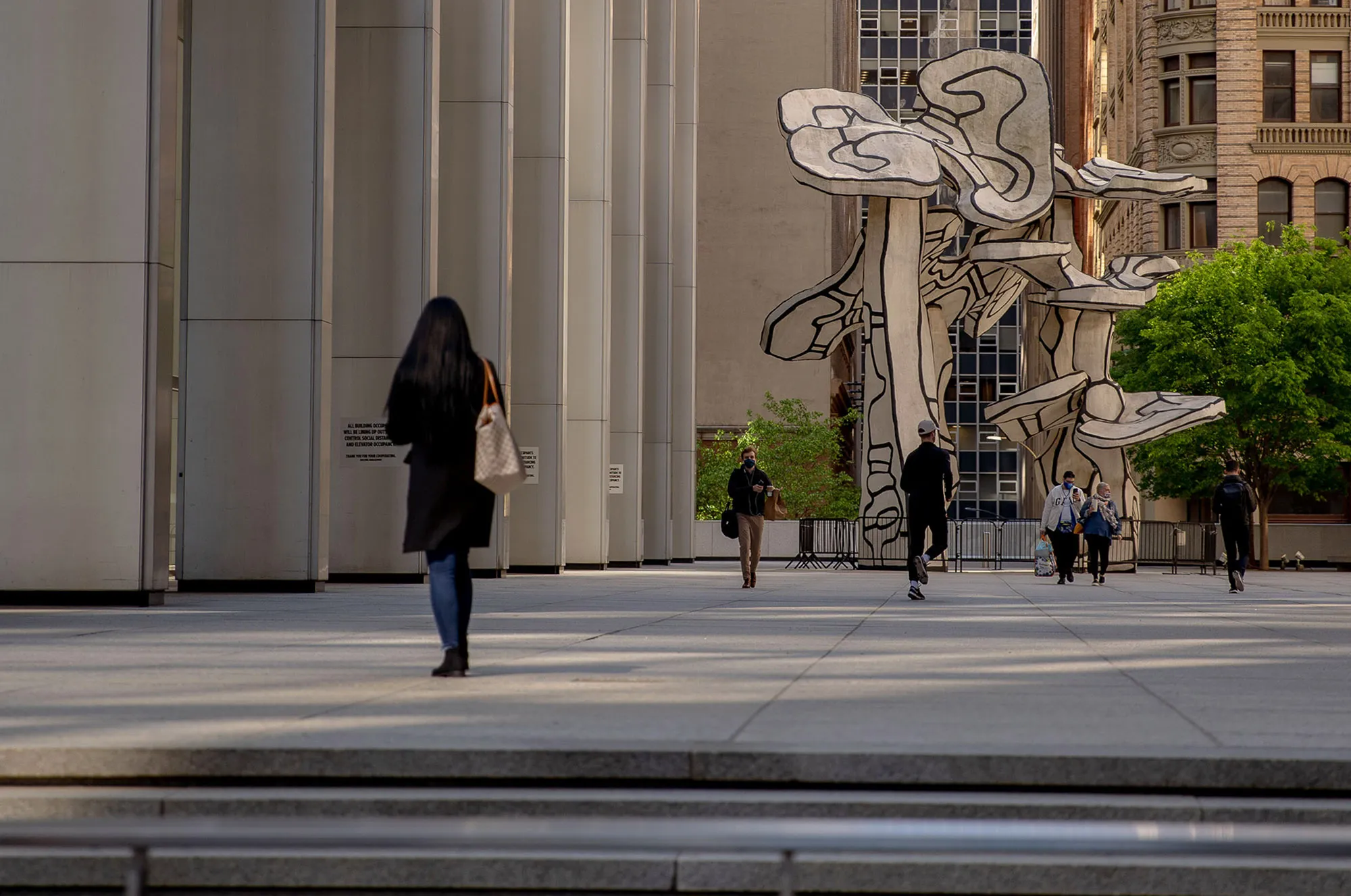 Pedestrians in the Financial District of New York.