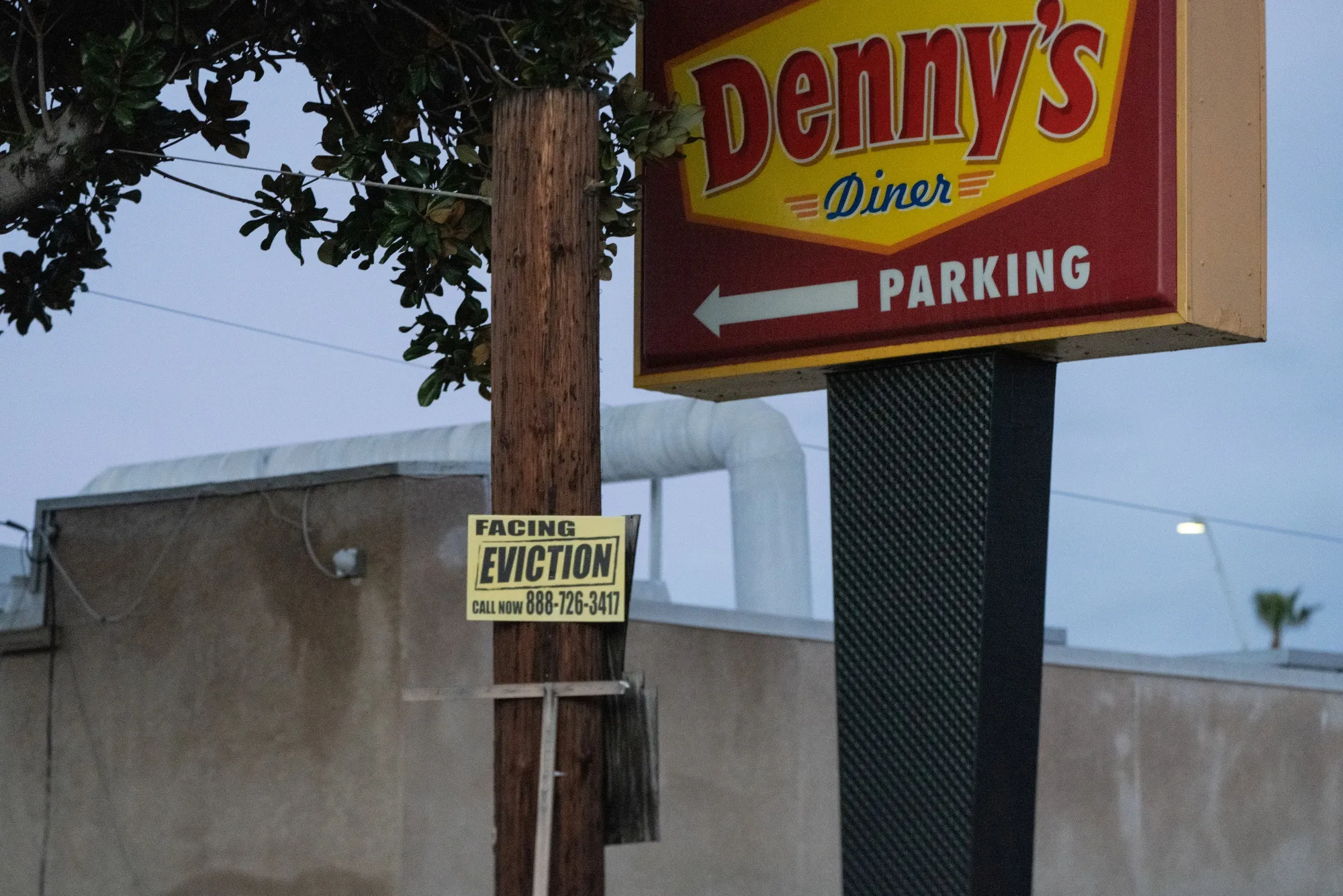 Sign of the times:&nbsp;An illegal “bandit sign” advertises eviction protection and prevention services on a telephone pole in Long Beach, California, in January.&nbsp;&nbsp;