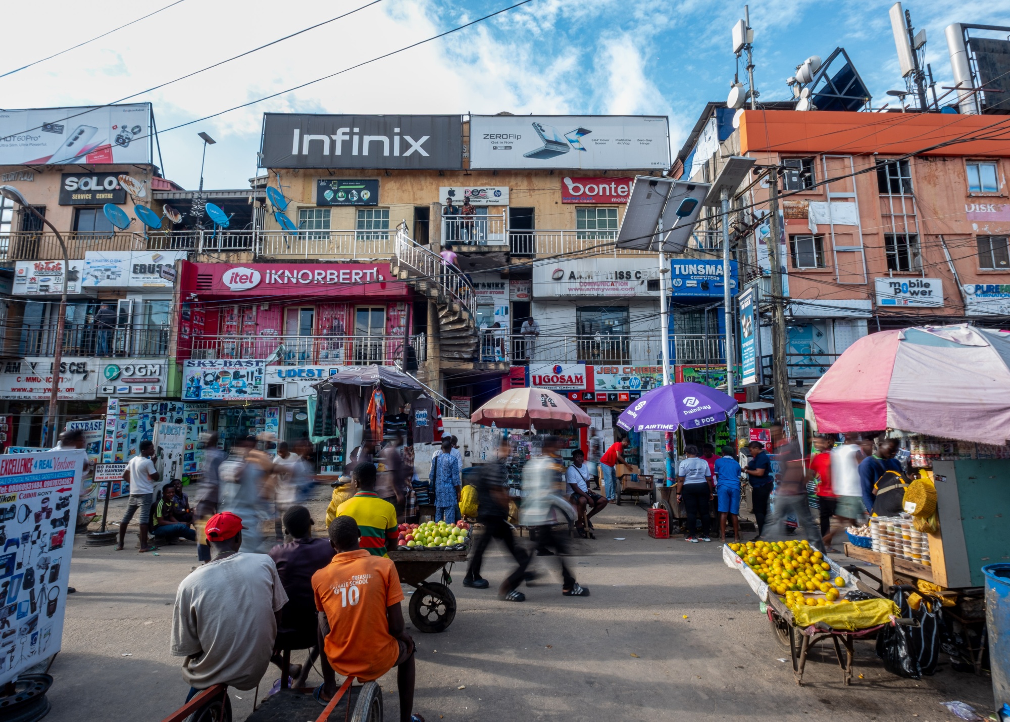 Computer Village in Lagos. Chinese firms are courting Africa’s startups and innovation hubs with open-source AI models. Photographer: Taiwo Arifayan&#x2F;Bloomberg