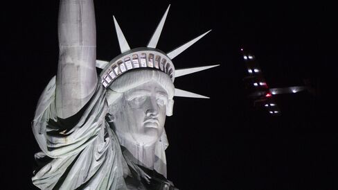 Statue of Liberty fly by.