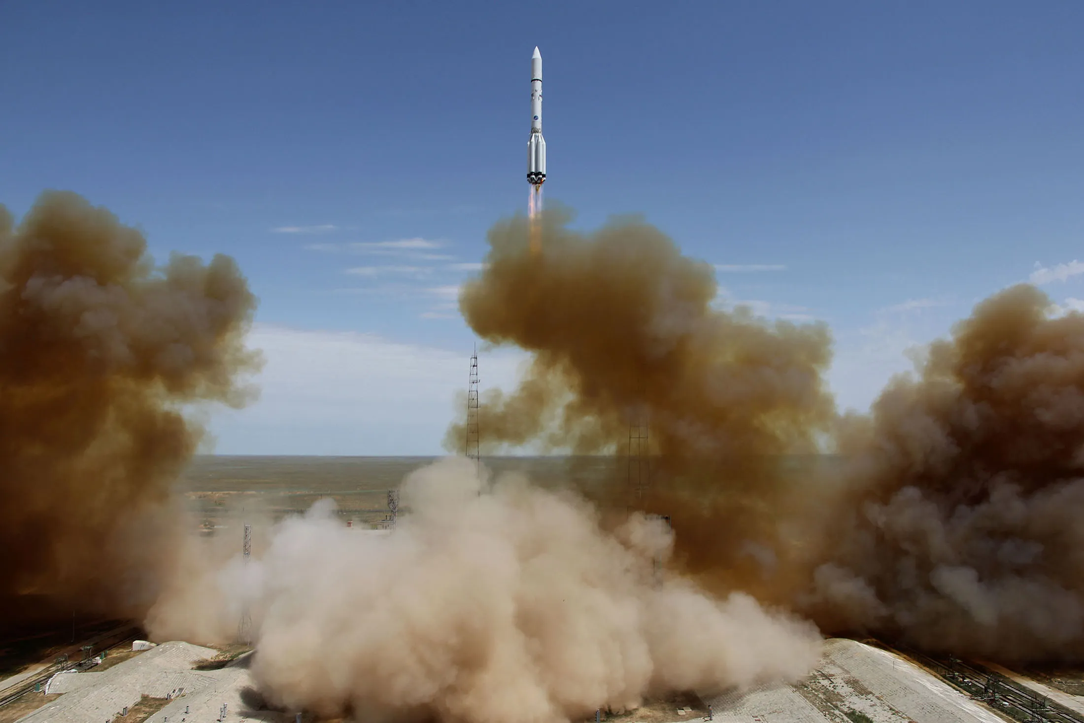 A&nbsp;rocket carrying a US Intelsat 31 (Intelsat DLA-2) satellite blasts off from the&nbsp;Baikonur cosmodrome&nbsp;in 2016.