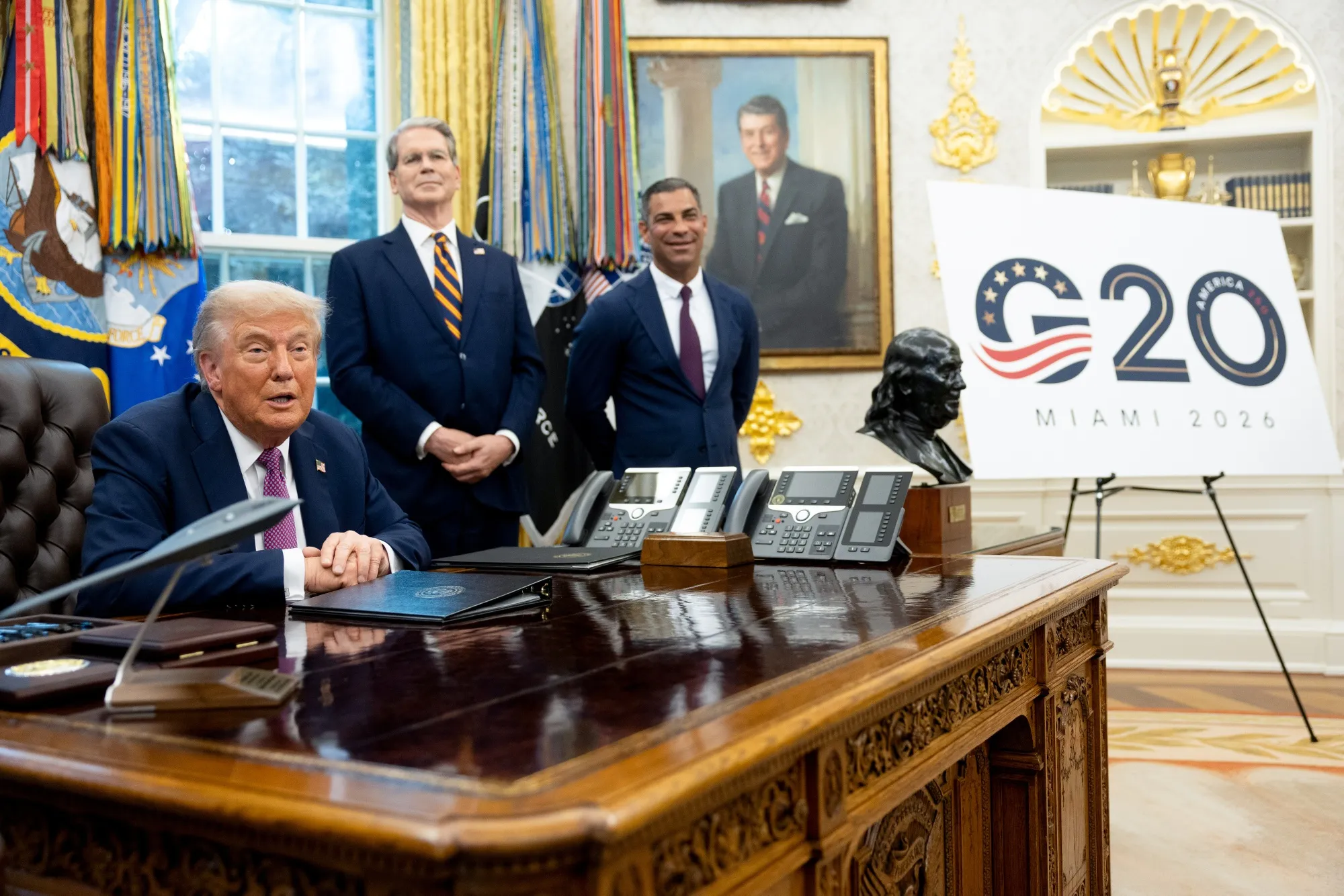 Donald Trump during an announcement in the Oval Office of the White House.