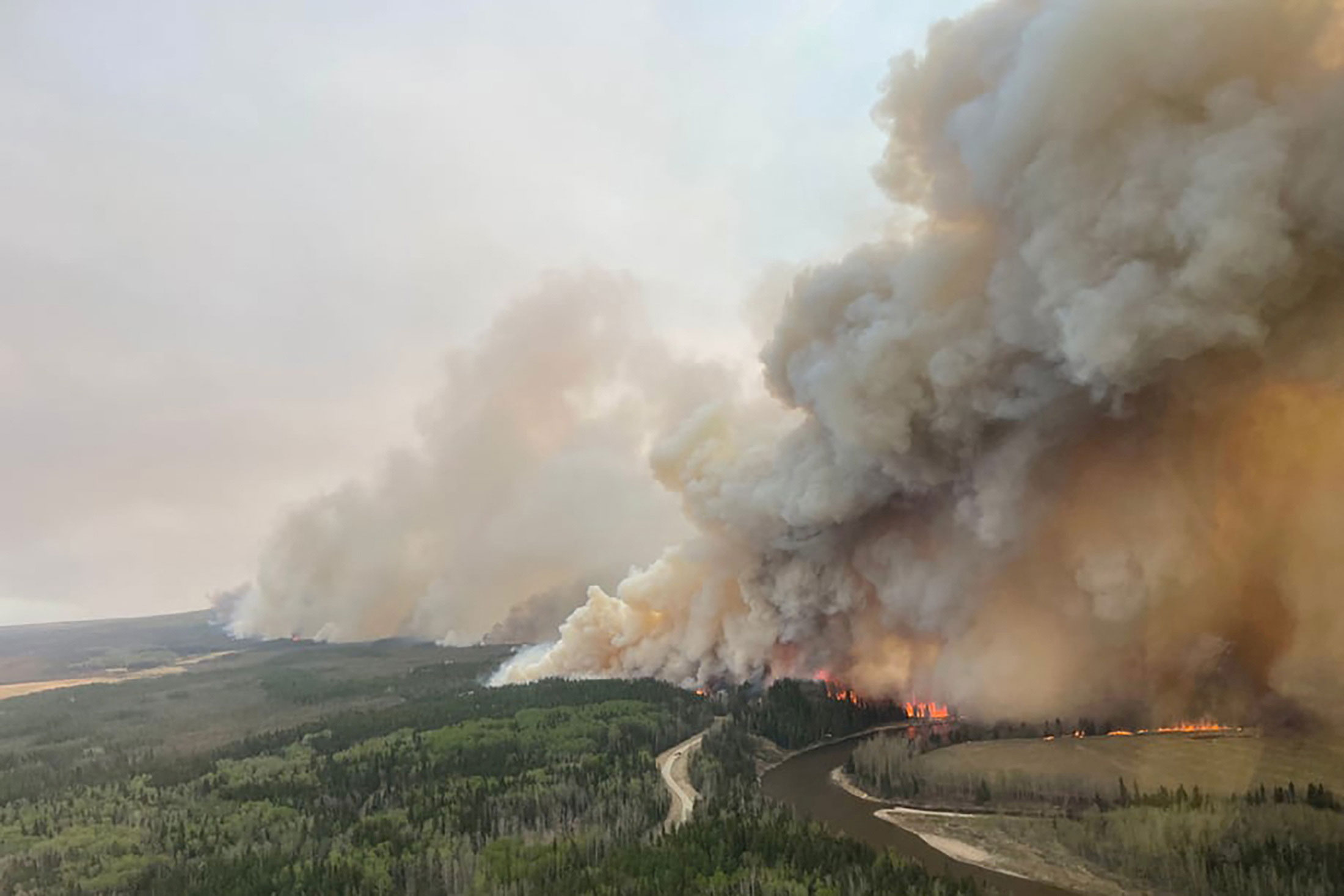 A&nbsp;wildfire burns&nbsp;near&nbsp;Shining Bank, Alberta, on May 5.&nbsp;