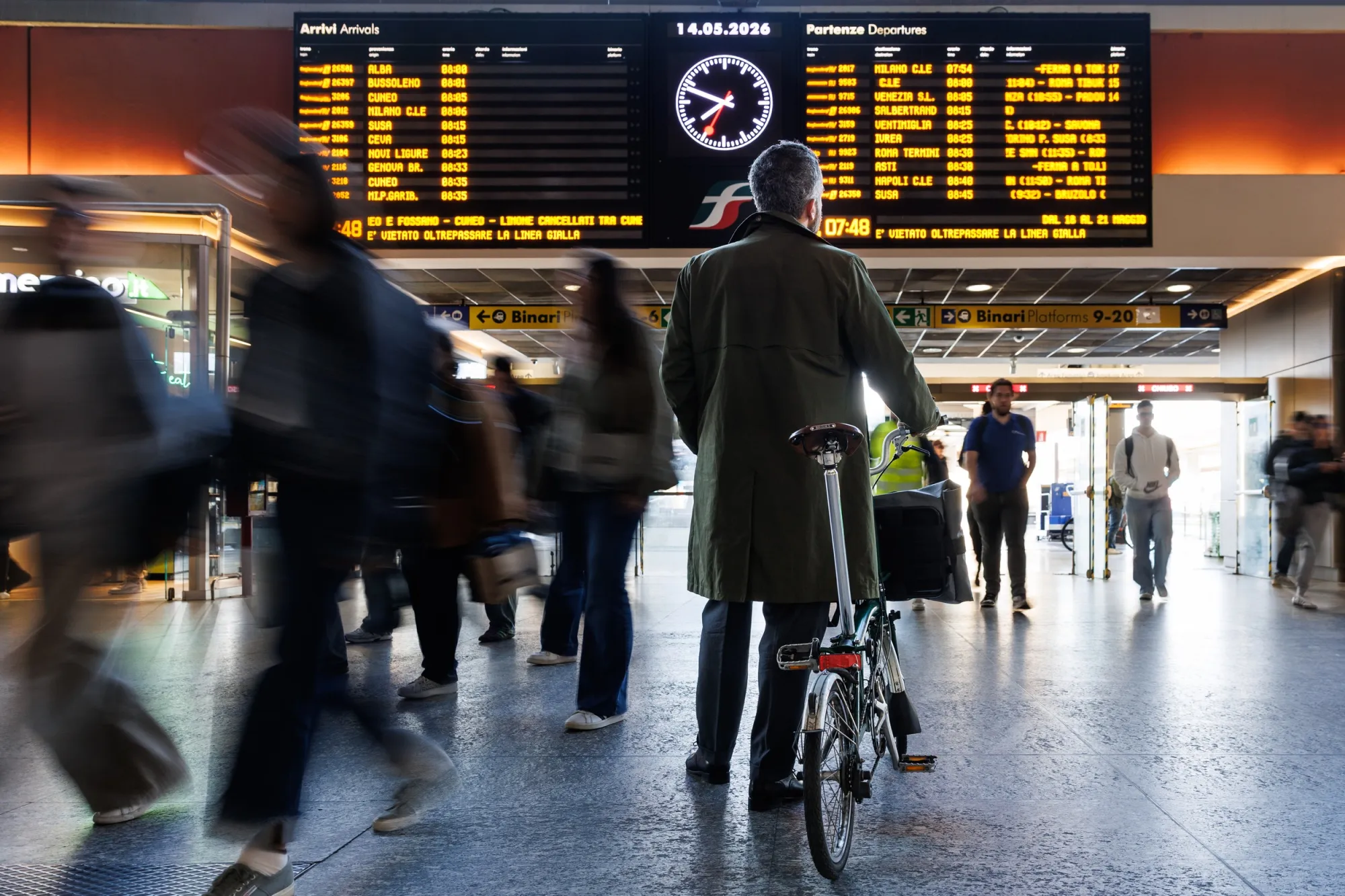 Lawyer Alberto Claretta Assandri at Porta Nuova train station in Turin on his morning commute to Milan.