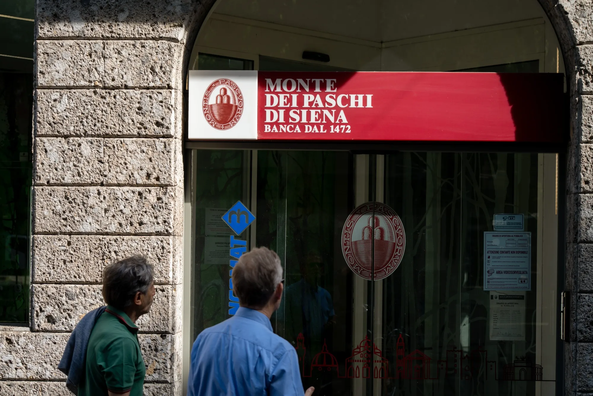 A Monte dei Paschi di Siena SpA bank branch in Milan.