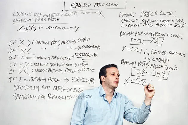 Adam Ehrlich developing what he calls a "price cloud" for the odds of Romney winning the nomination and taking the White House