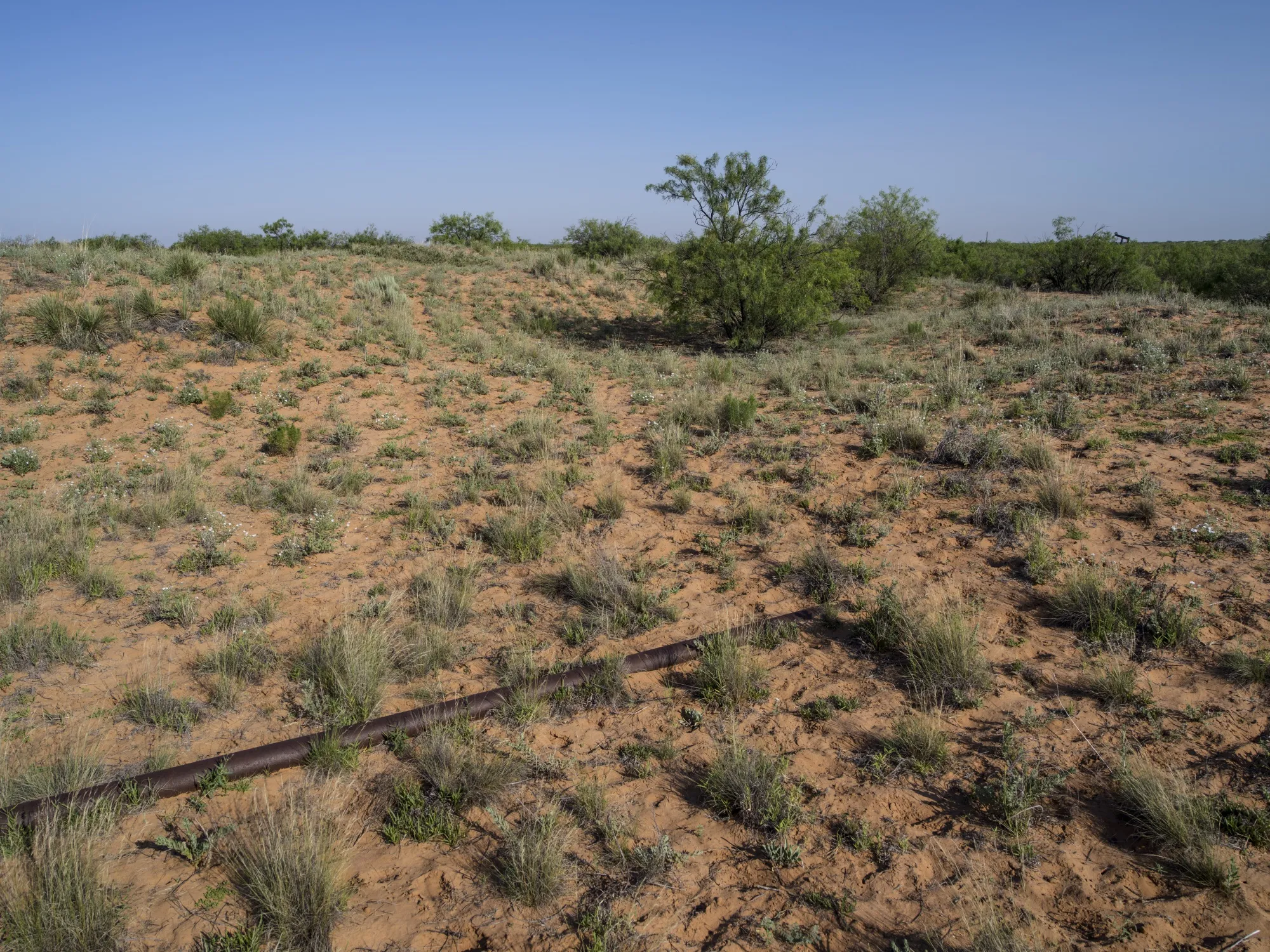 An exposed gas pipeline in Texas.