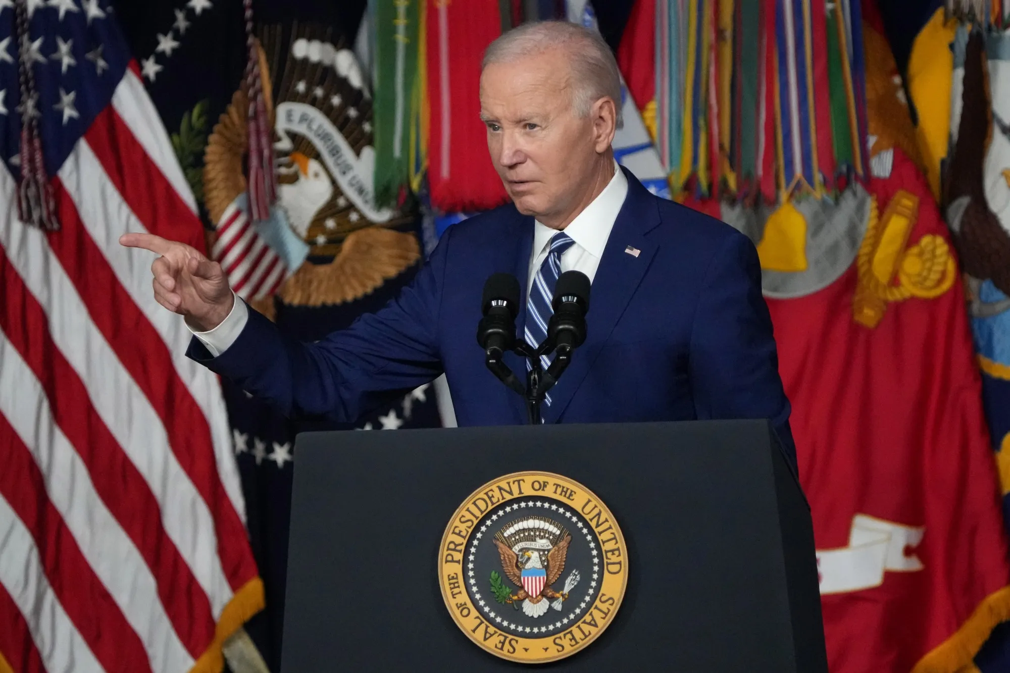 US President Joe Biden speaks at the George E. Wahlen Department of Veterans Affairs Medical Center on Thursday&nbsp;in Salt Lake City, Utah. At a fundraiser that same day, he called China’s economic problems a “ticking time bomb.”