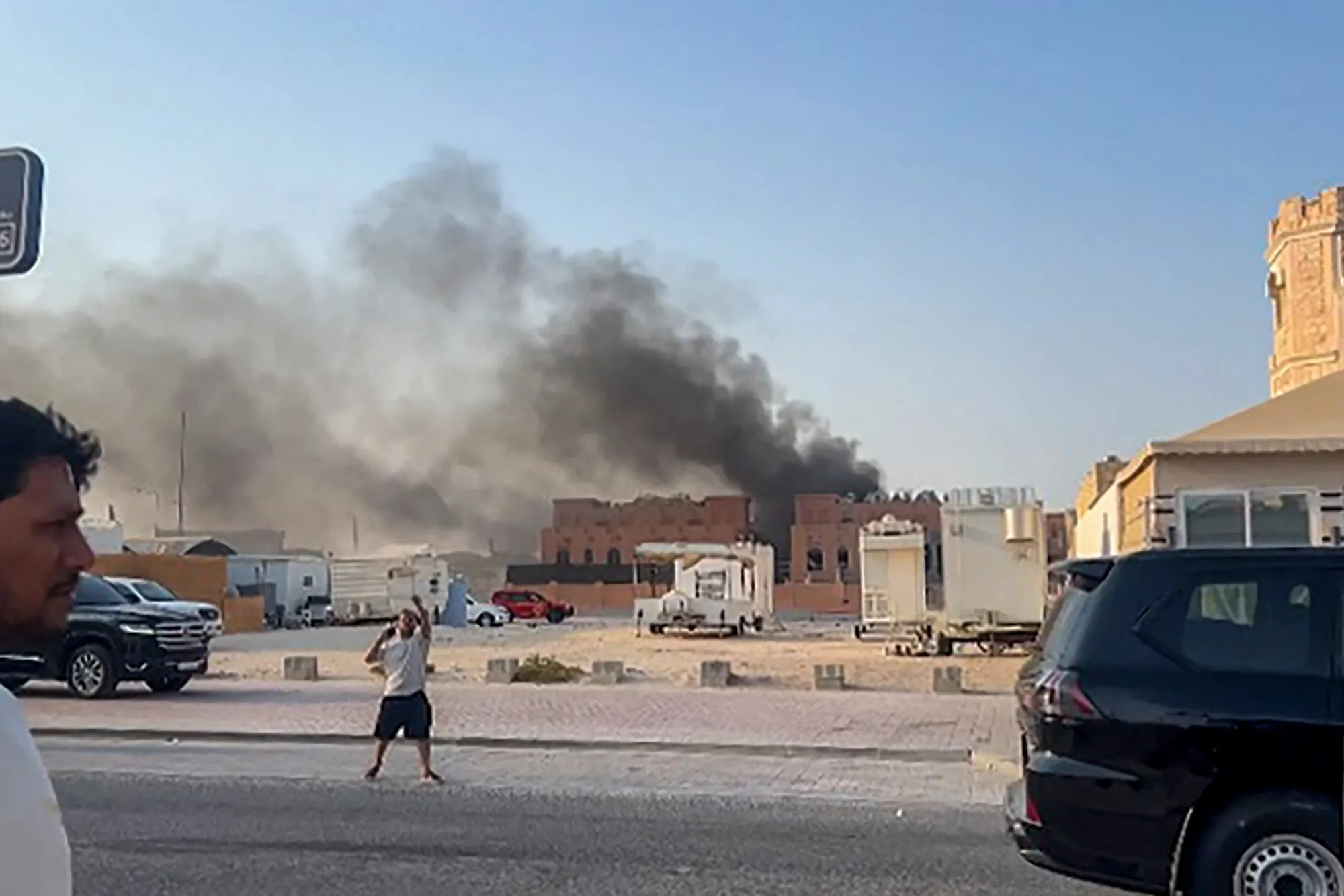 Smoke after explosions in Doha on Sept. 9.