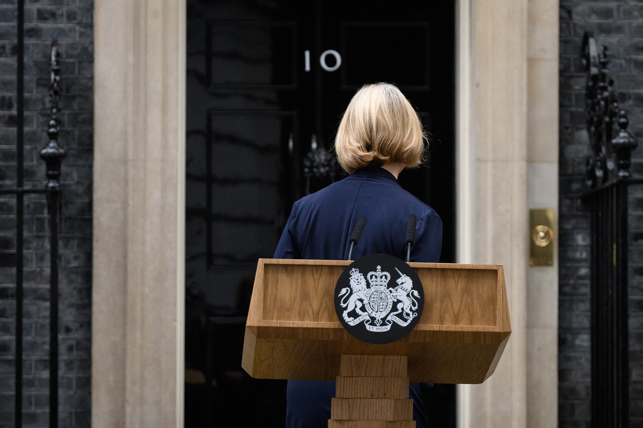 Prime Minister Liz Truss after announcing her resignation on Oct. 20
