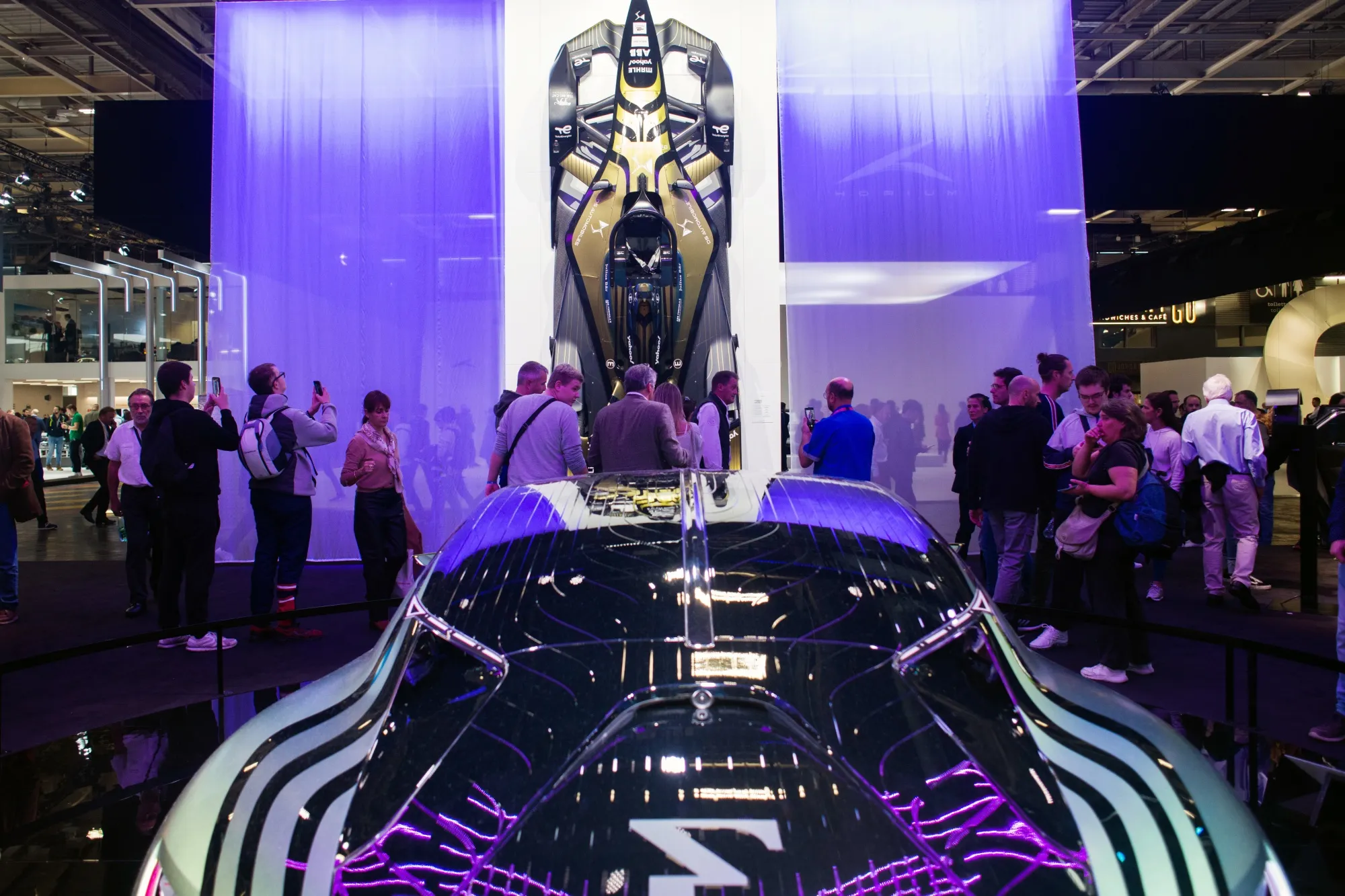 A DS E-Tense Performance electric concept car at the Paris Motor Show in 2022.