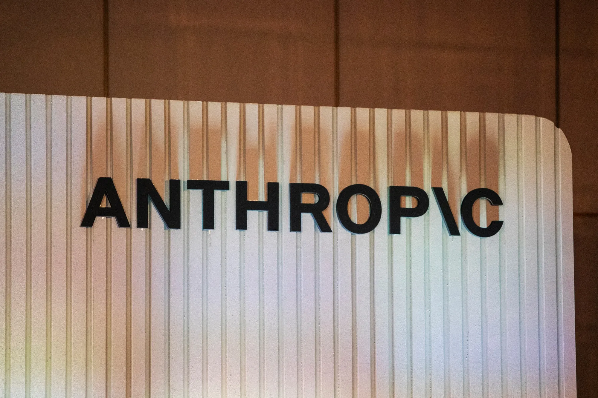 The Anthropic logo at the company’s Builder Summit in February in Bengaluru, India.