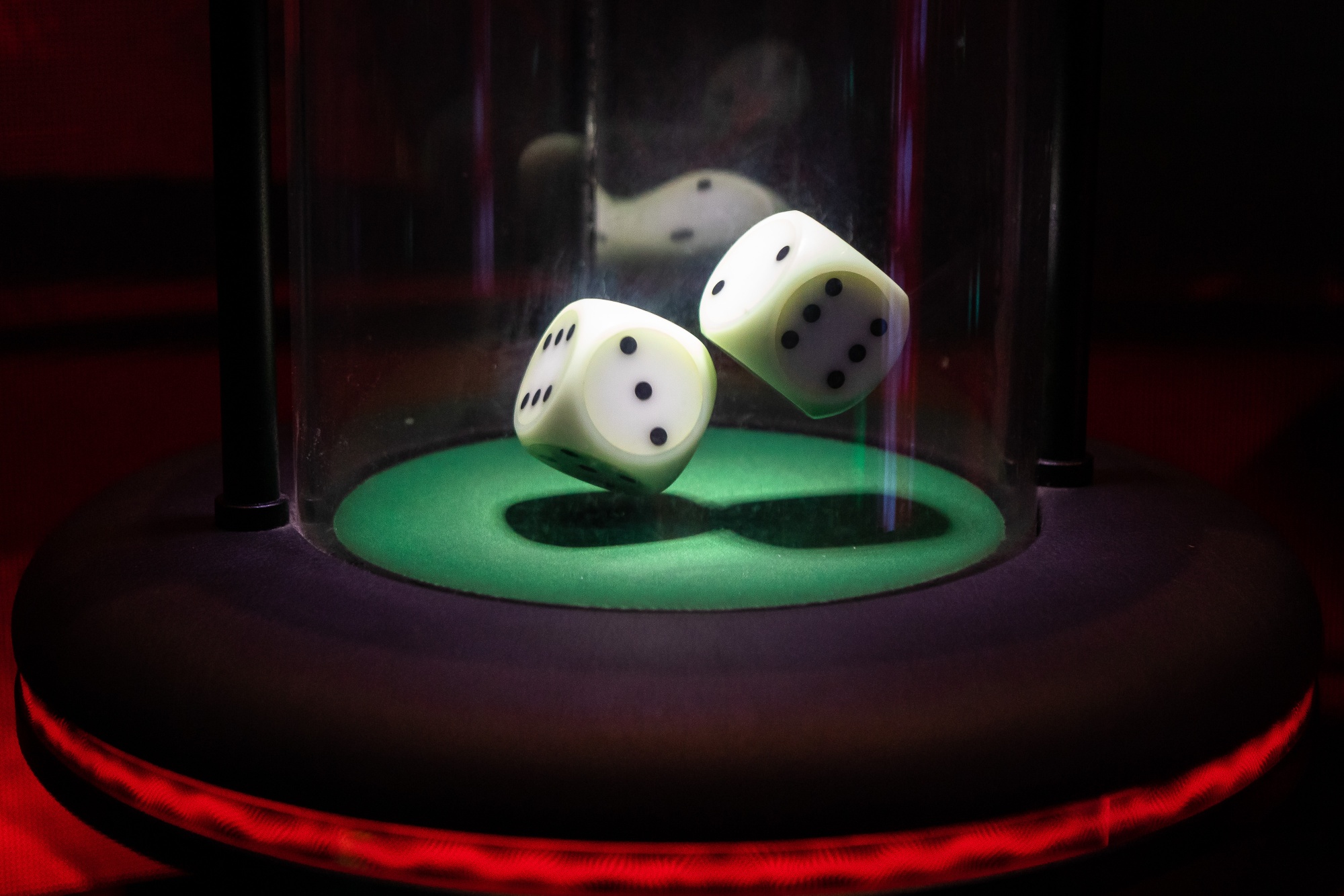 A dice shaker at the MGS Entertainment Show in Macau, China. Photographer: Eduardo Leal/Bloomberg