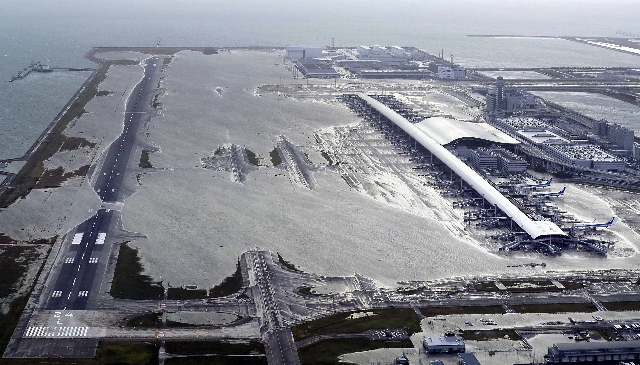 Strong Typhoon Slams Western Japan; 8 Dead, Airport Flooded