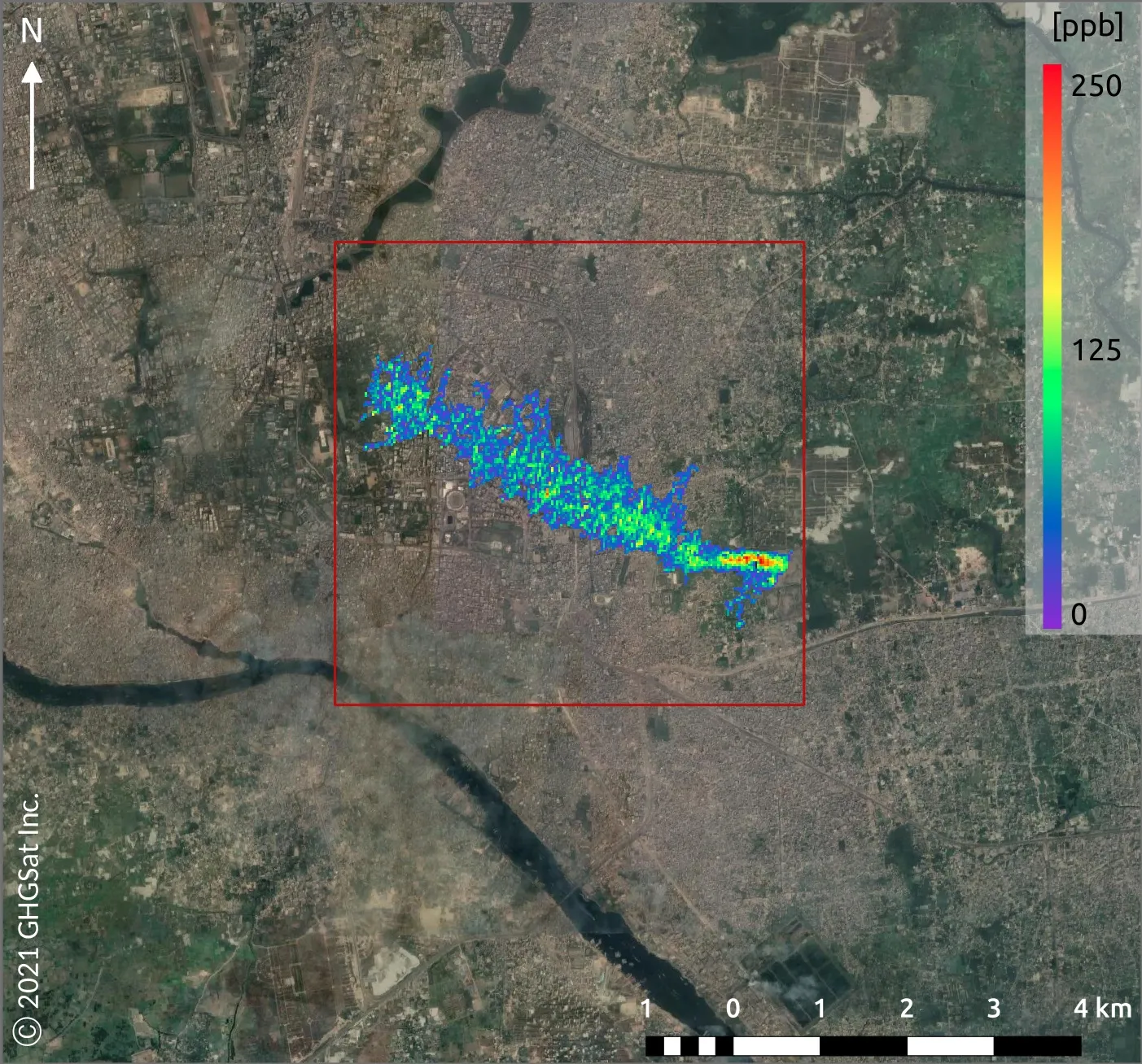 Landfill methane emission over Bangladesh, on April 17.