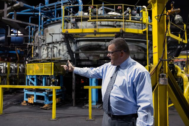 Richard Hanson speaks during a tour of the Scranton Army Ammunition Plant.