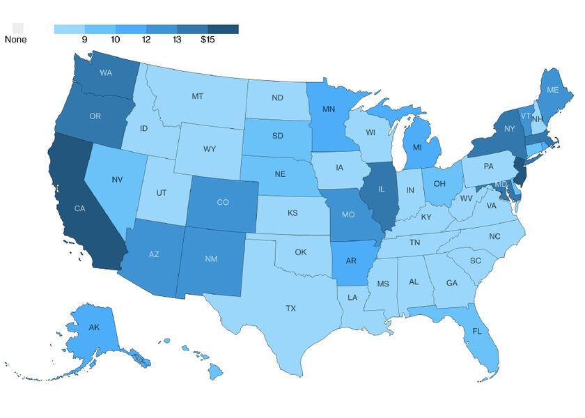 Graphics Bloomberg - relates to the dream of 15 minimum wage gets a reality check from inflation