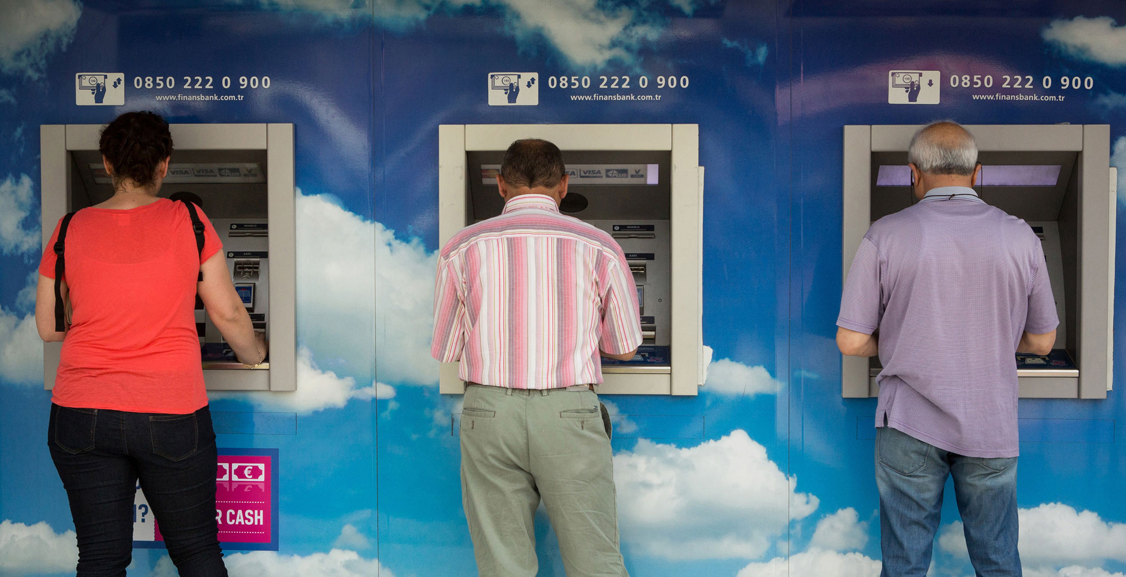 Finansbank ATMs in Istanbul.
