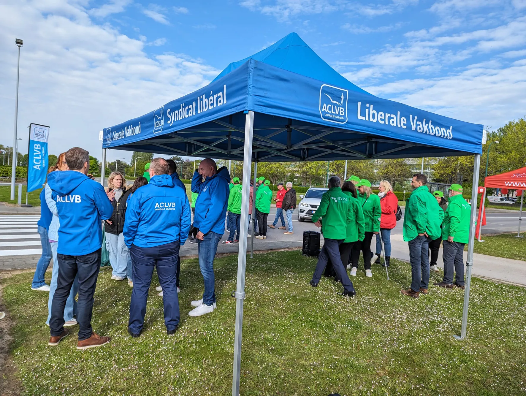 Protestors outside Exxon Mobil Corp.’s office in Brussels, on April 30.