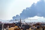 Smoke rises from a Saudi Aramco oil facility in Jeddah, on March 26.