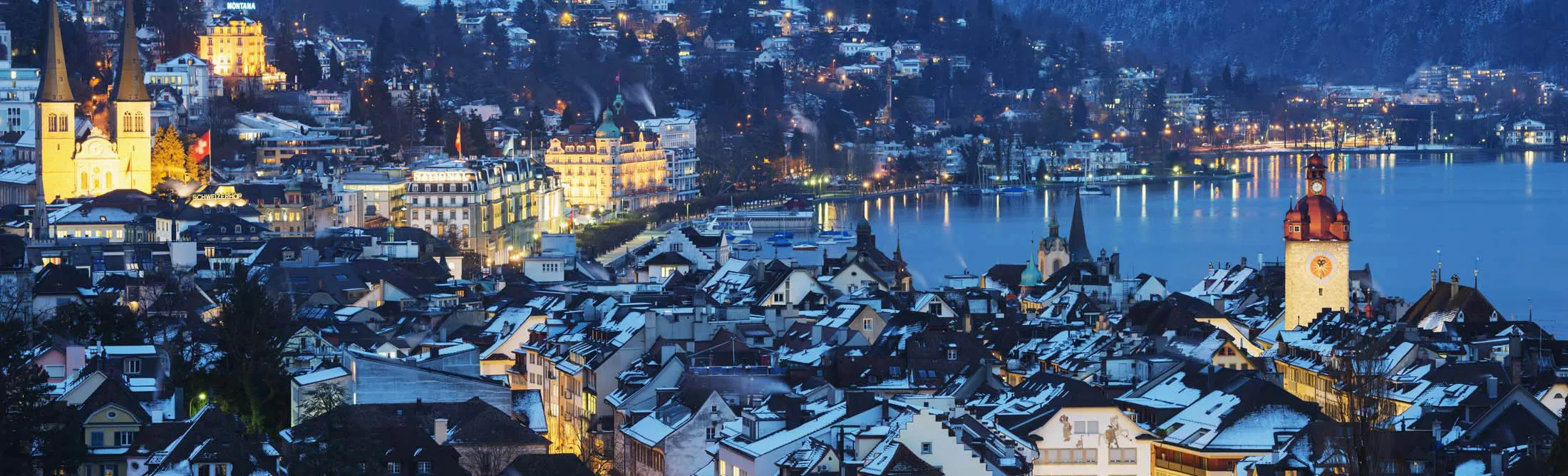 The&nbsp;harbor town of Lucerne, on&nbsp;Lake Lucerne, Switzerland.
