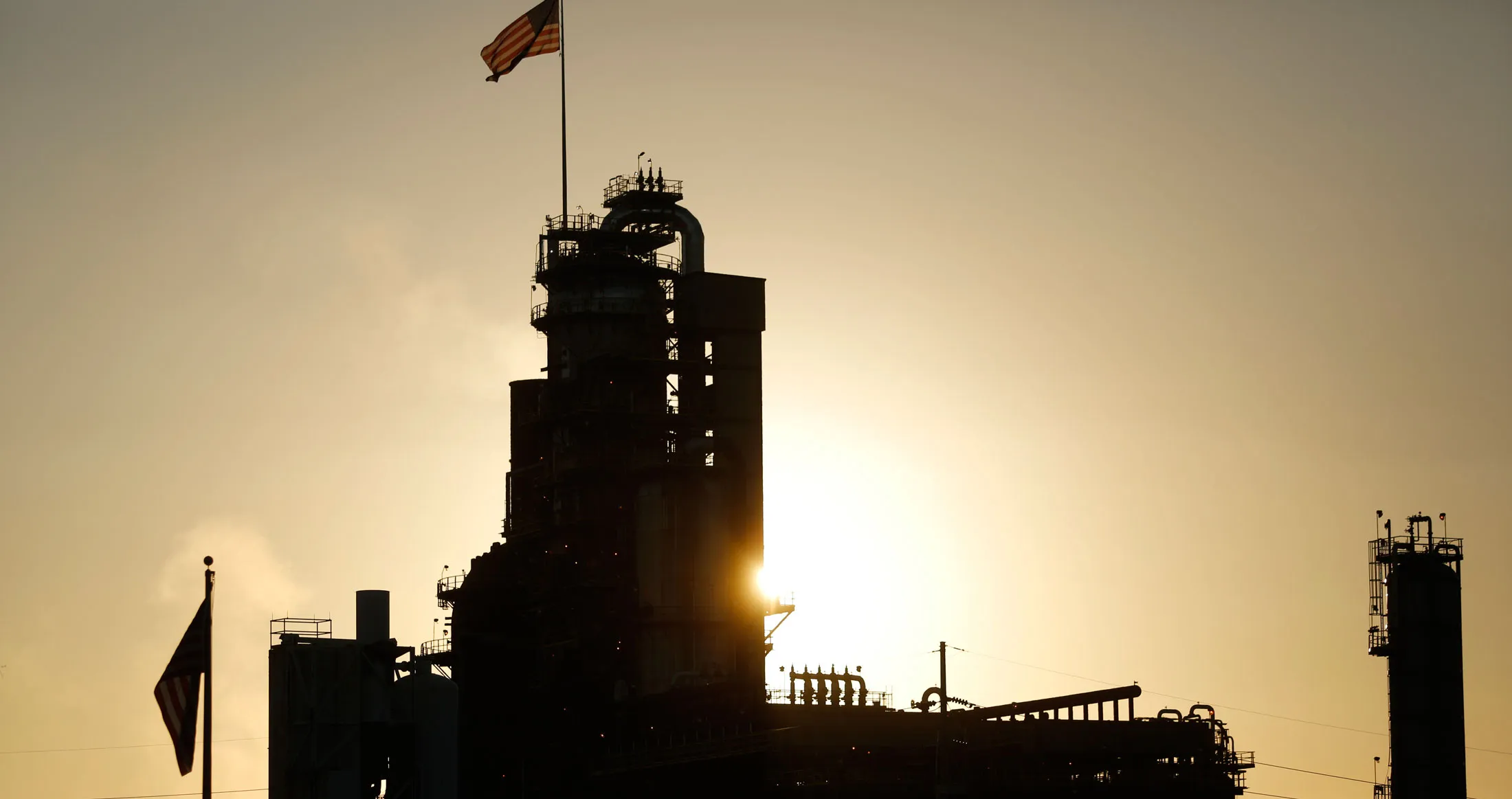 An American flag flies at a refinery in Kentucky
