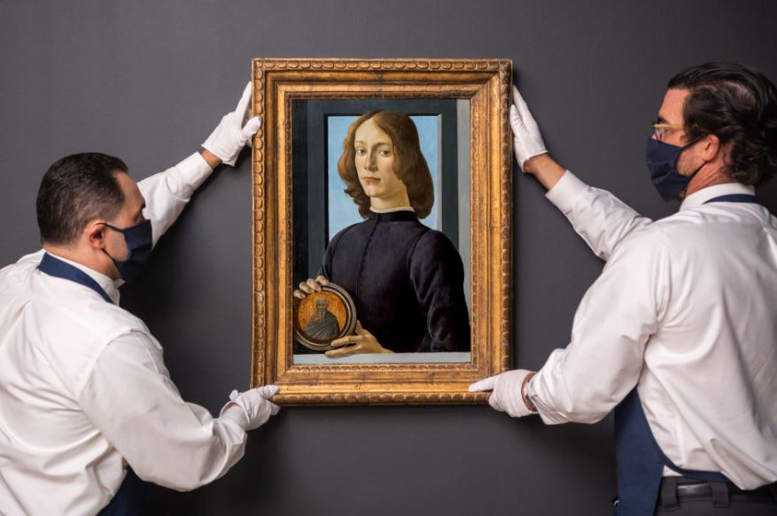 Sandro Botticelli’s&nbsp;Young Man Holding a Roundel, which sold for $92 million at Sotheby’s.