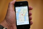 The Google Maps app on an Apple iPhone 4S on Dec. 13, 2012 in Fairfax,&#13;
California.&#13;
&#13;
