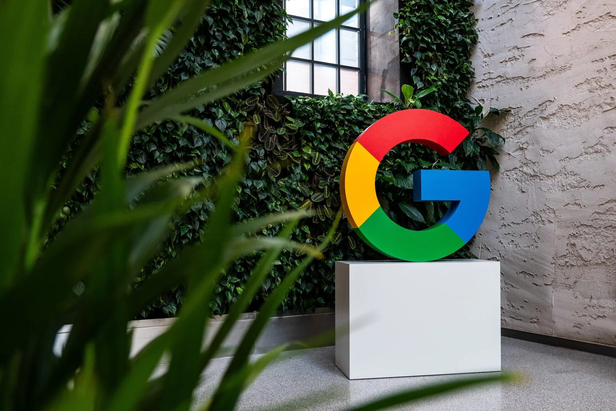 A Google logo sign.