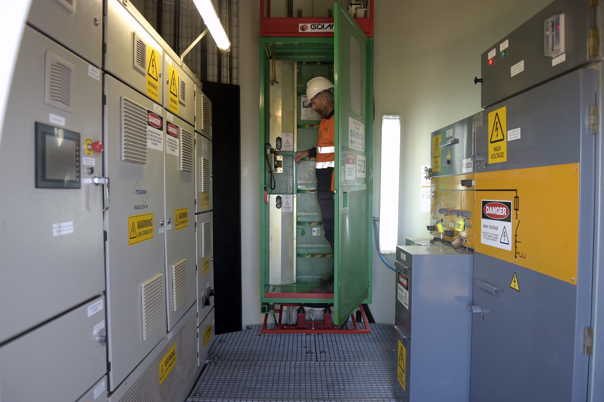 A technician at a wind farm in Waubra.