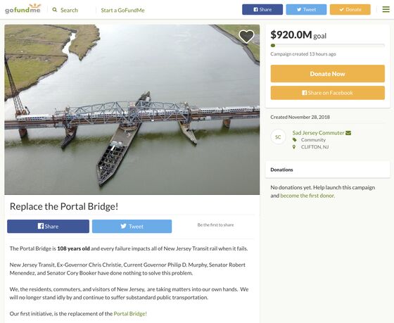 It's Come to This: GoFundMe Campaign for N.J. Portal Bridge