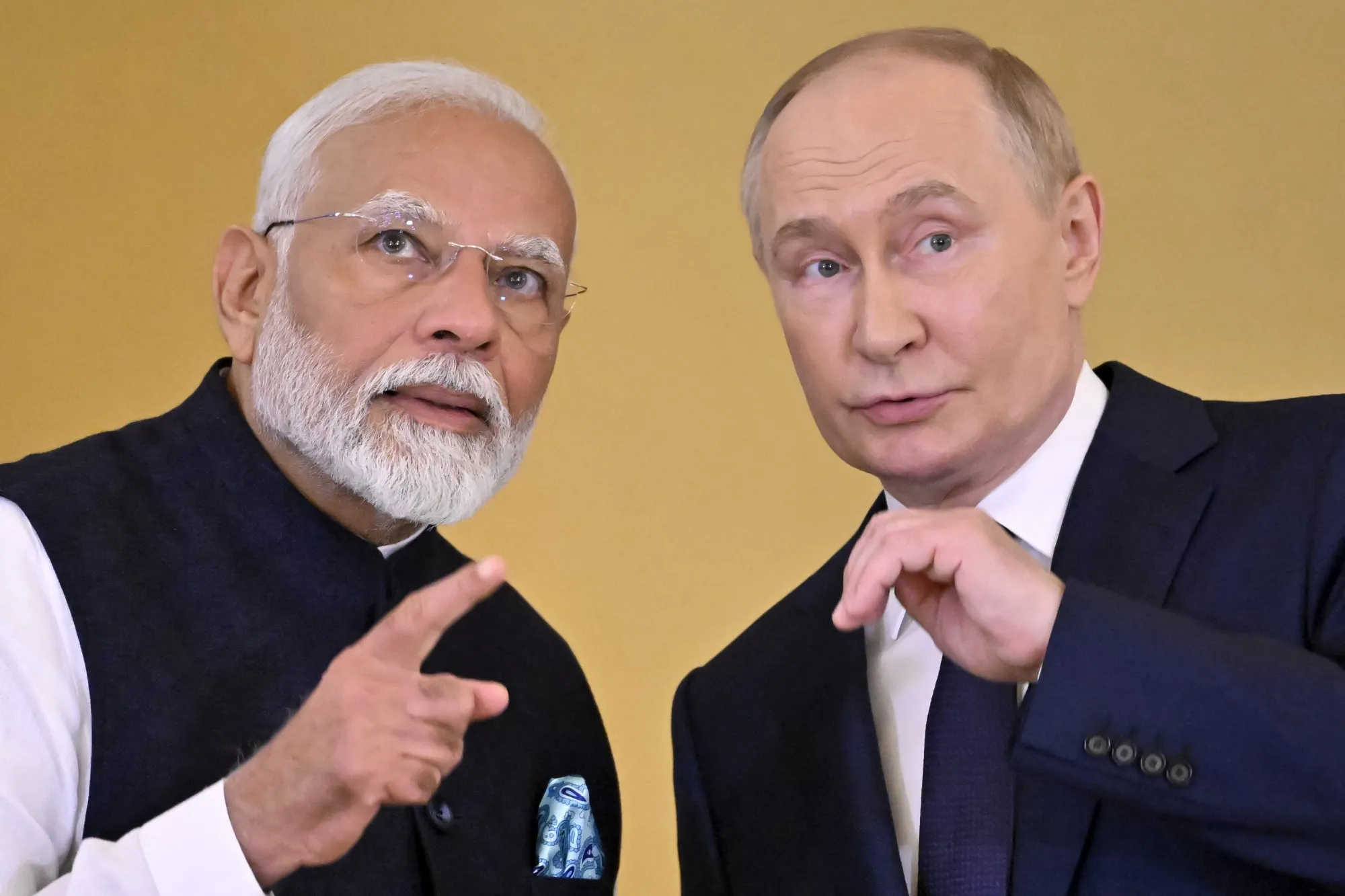 Narendra Modi and Vladimir Putin in Moscow in 2024.