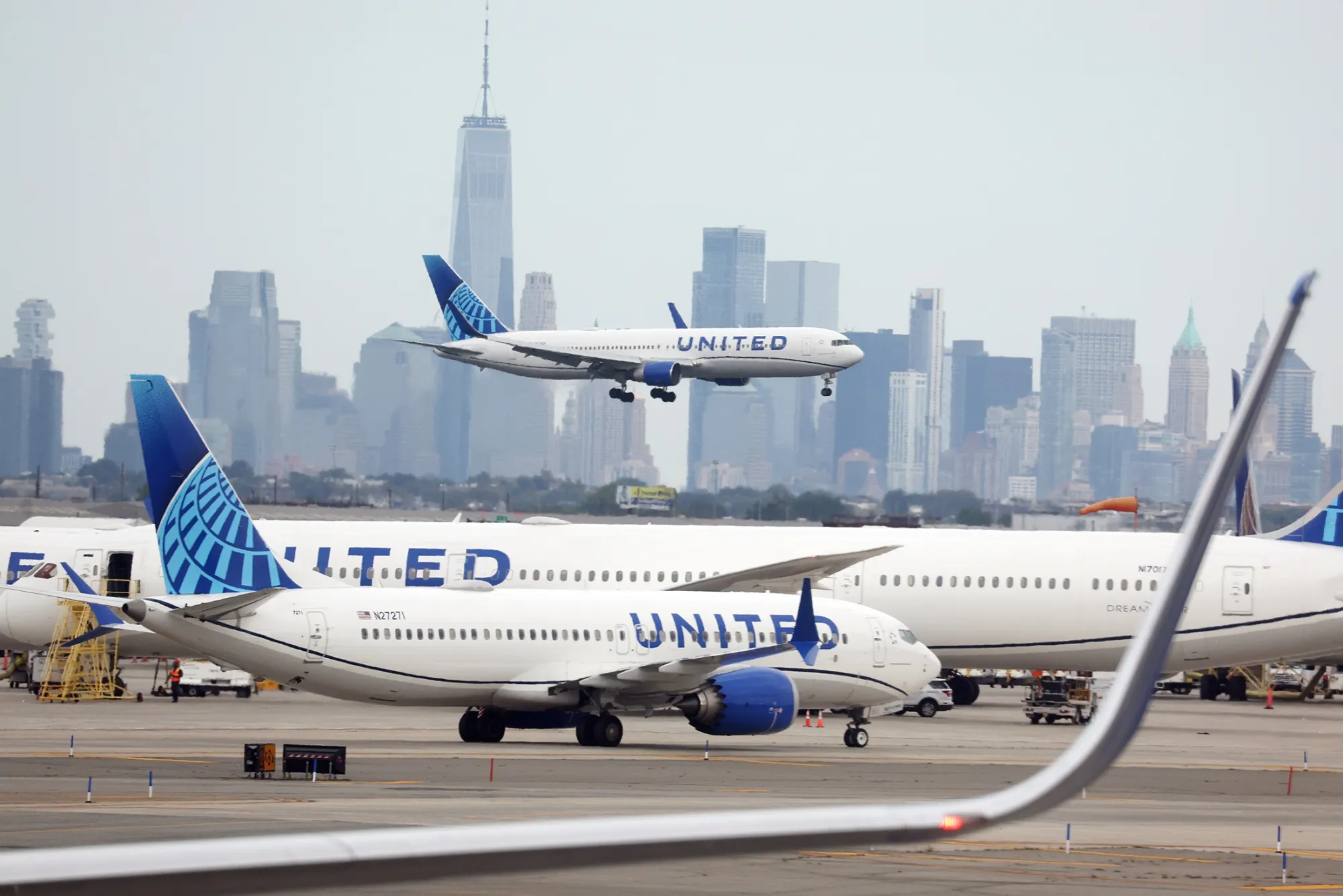 United Airlines passenger jets at Newark Liberty International Airport in 2023.