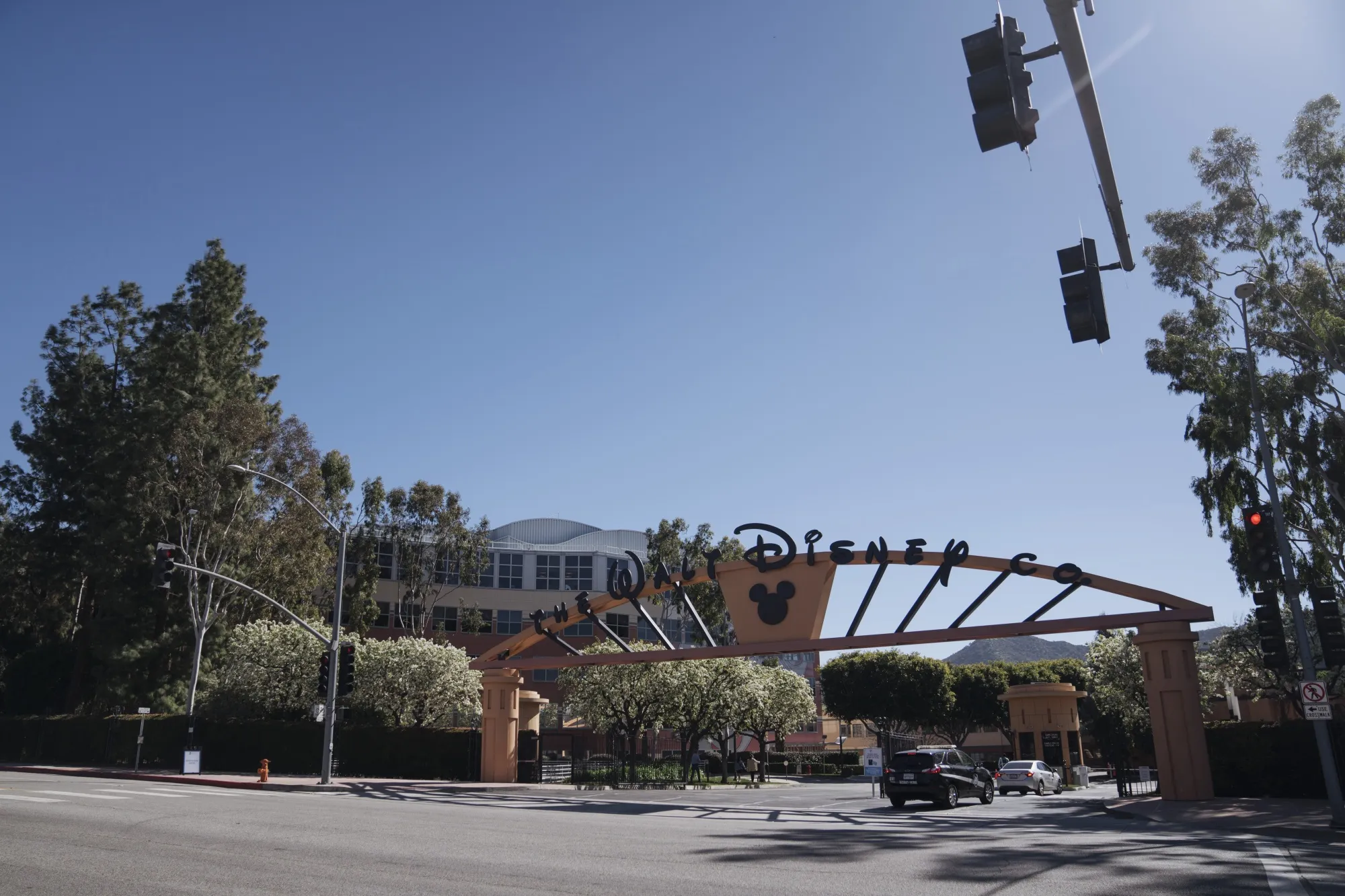 Walt Disney Studios in Burbank, California, US, on Thursday, Feb. 9, 2023. Walt Disney Co. Chief Executive Officer Bob Iger announced plans for a dramatic restructuring of the world's largest entertainment company that includes cutting 7,000 jobs and $5.5 billion in cost savings.