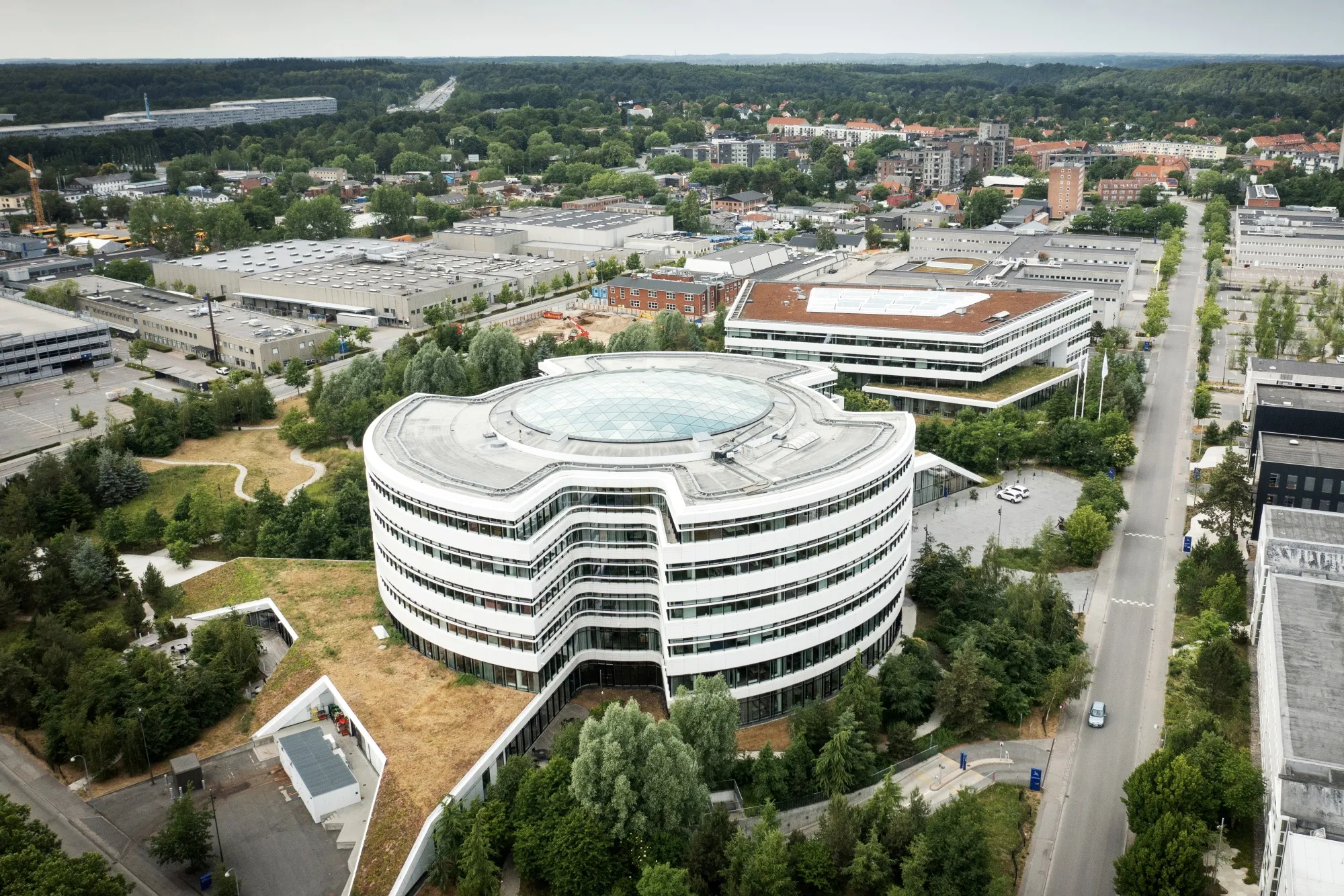The Novo Nordisk A/S headquarters — whose design was&nbsp;inspired by an insulin molecule — in Copenhagen, on June 25.