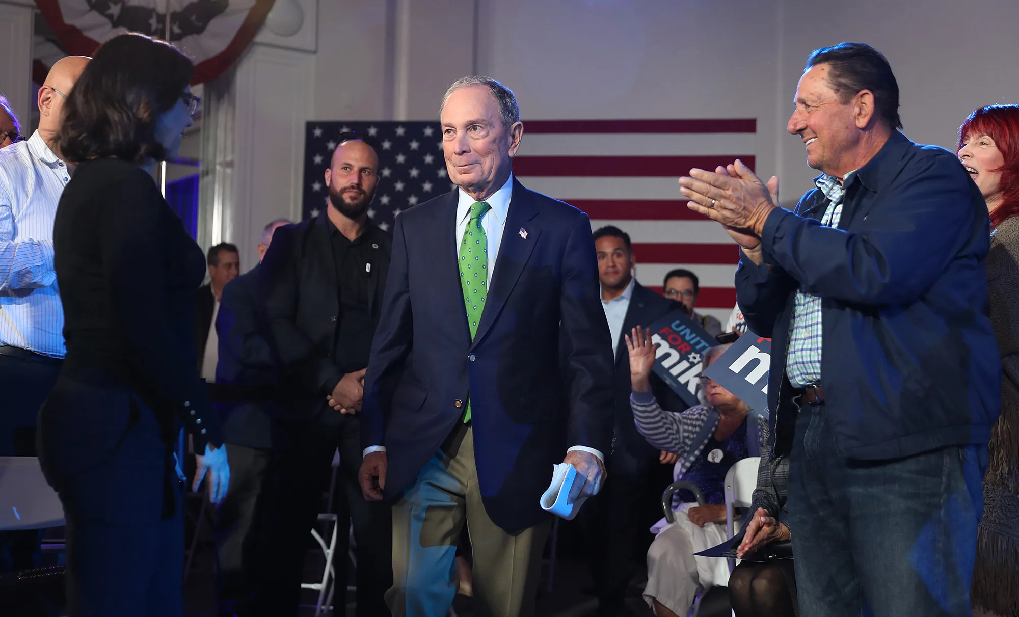 Michael Bloomberg arrives to speak during an event in Aventura, Florida on Jan. 26.