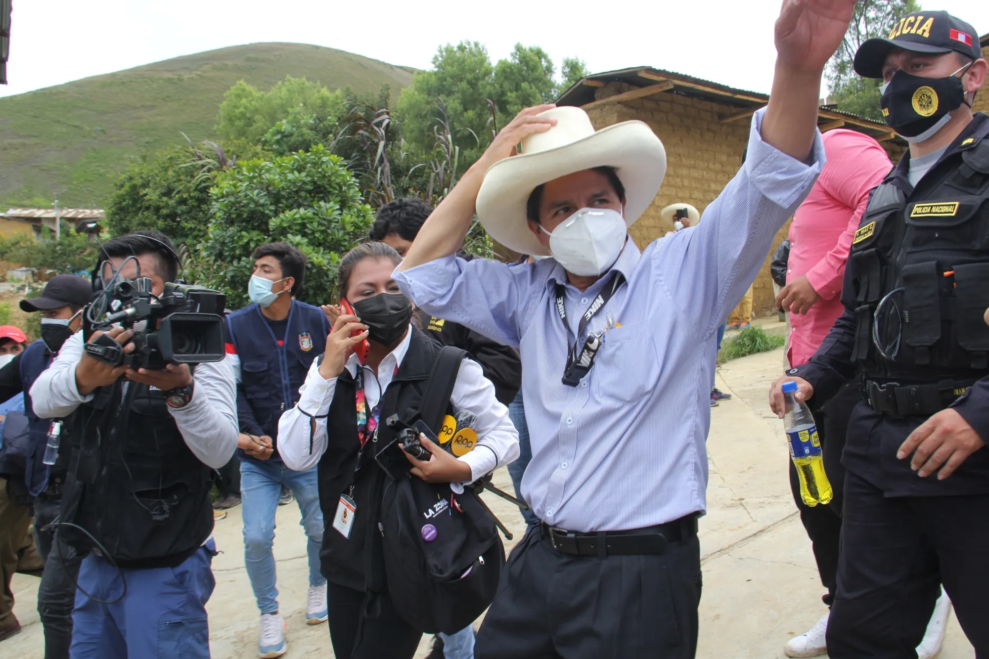 Free Peru presidential candidate Pedro Castillo casts his vote for the general election, in Cajamarca, on April 11.