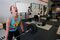 A woman does a deadlift during a workout at Ross Valley CrossFit in San Anselmo, California.