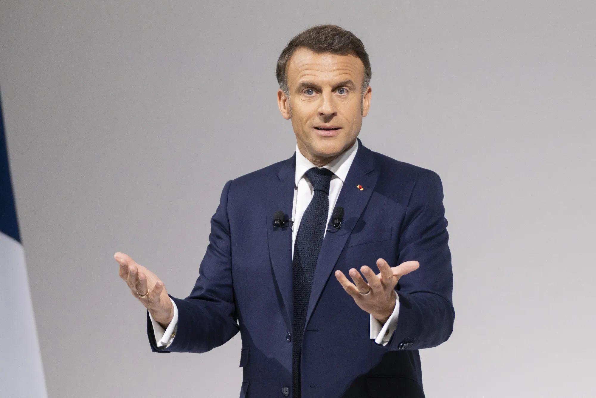 Emmanuel Macron, France's president, during a news conference in Paris on Wednesday.