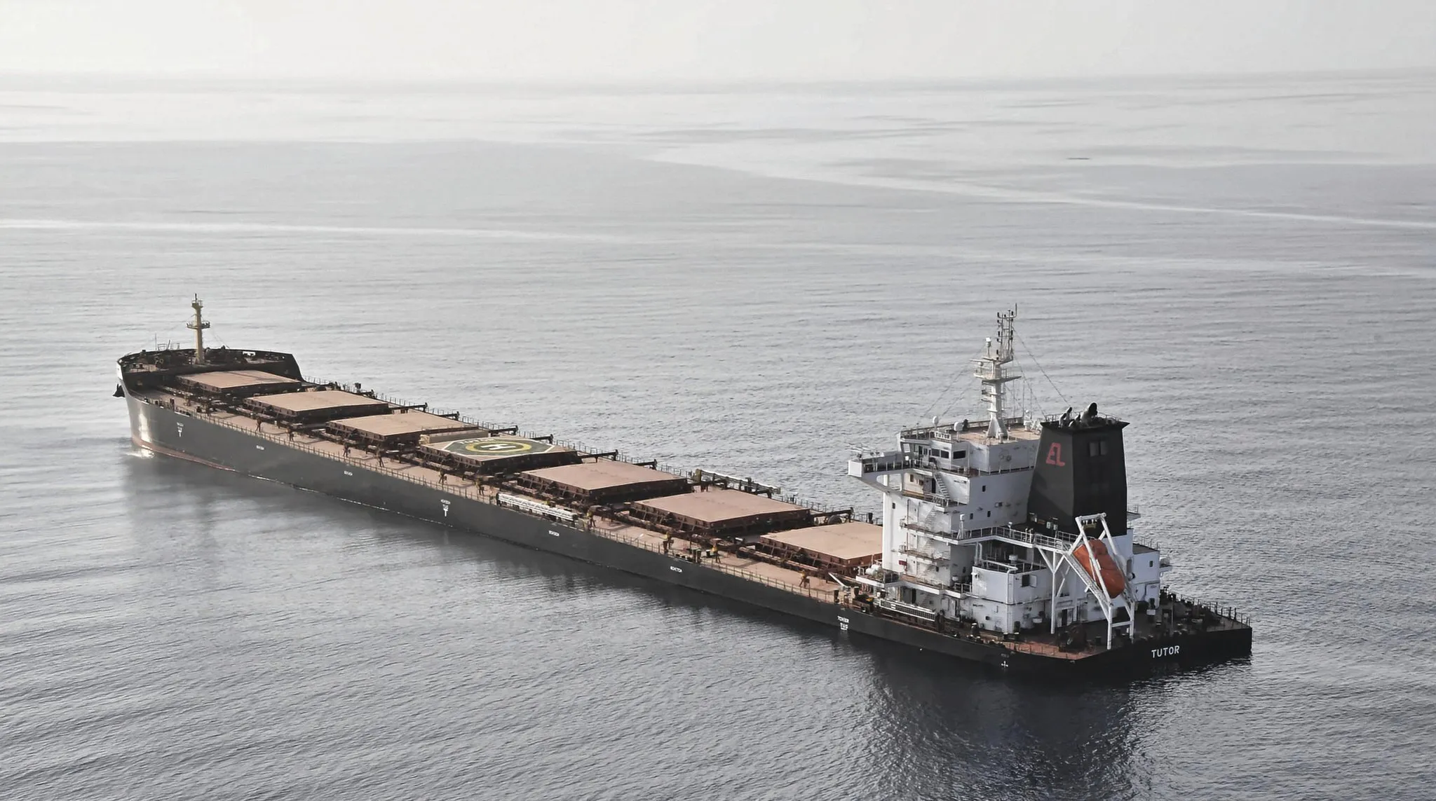 The MV Tutor sinks in the Red Sea after it was struck by a Houthi drone vessel