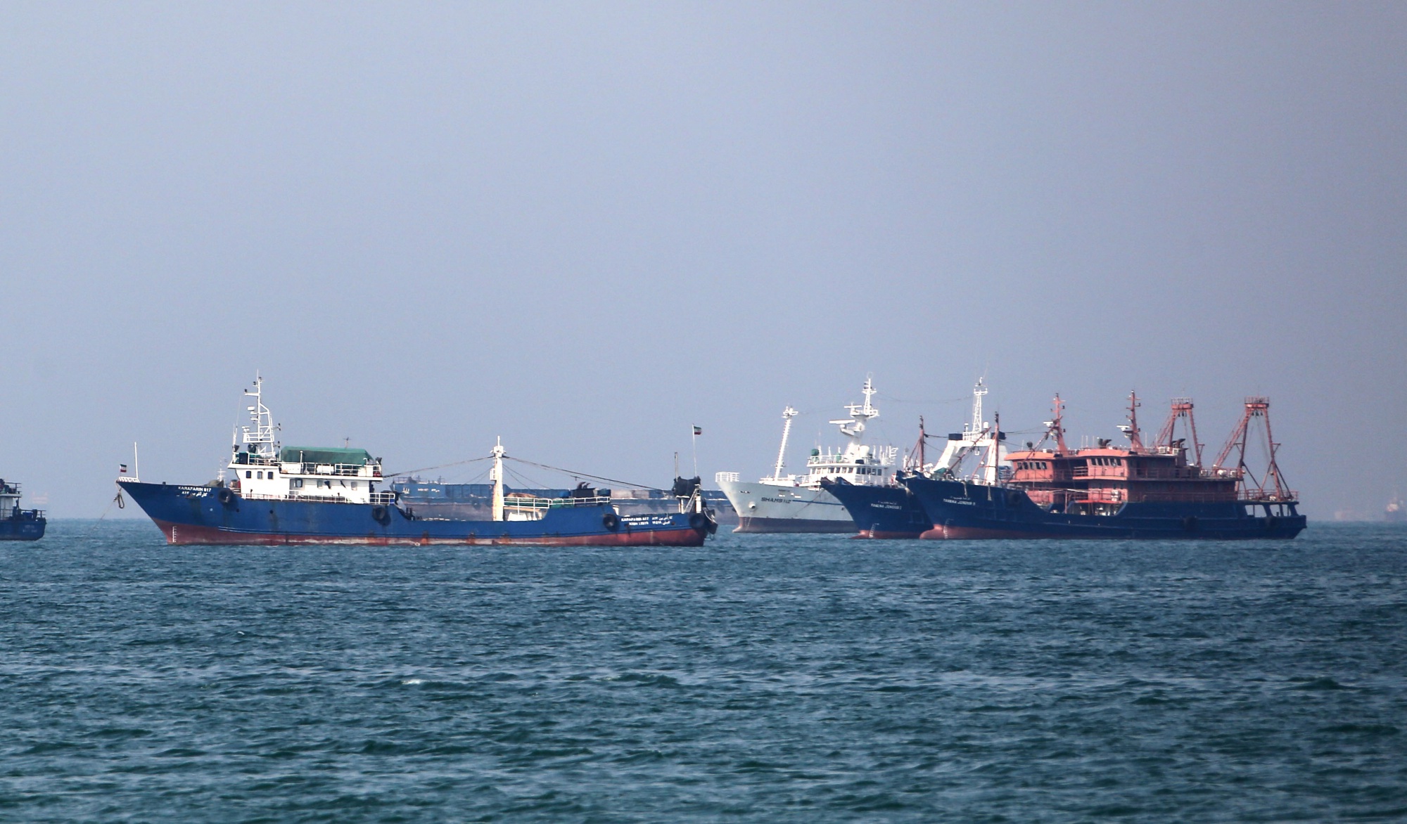 Cargo ships in the Strait of Hormuz.