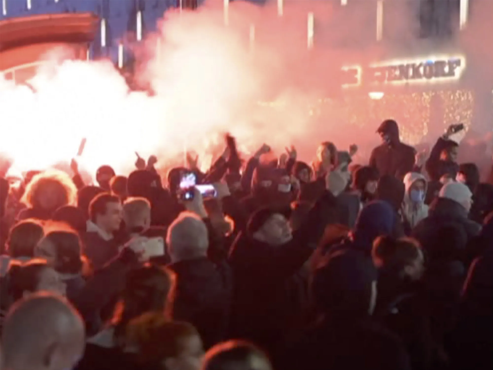 Demonstrators protest against government restrictions due to the coronavirus pandemic, in Rotterdam, on&nbsp;Nov. 19.